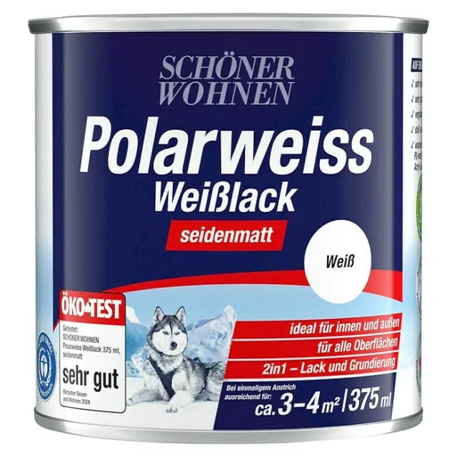SCHÖNER WOHNEN FARBE Lack Polarweiss Weißlack / 94261, Stoß- und Kratzfest, Vergilbungsbeständig