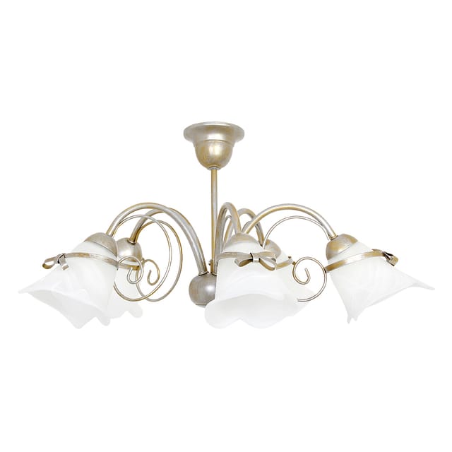 Licht-Erlebnisse Deckenleuchte KOKARDA, ohne Leuchtmittel, Florale Deckenlampe Metall Glas in Gold Esszimmer Küche
