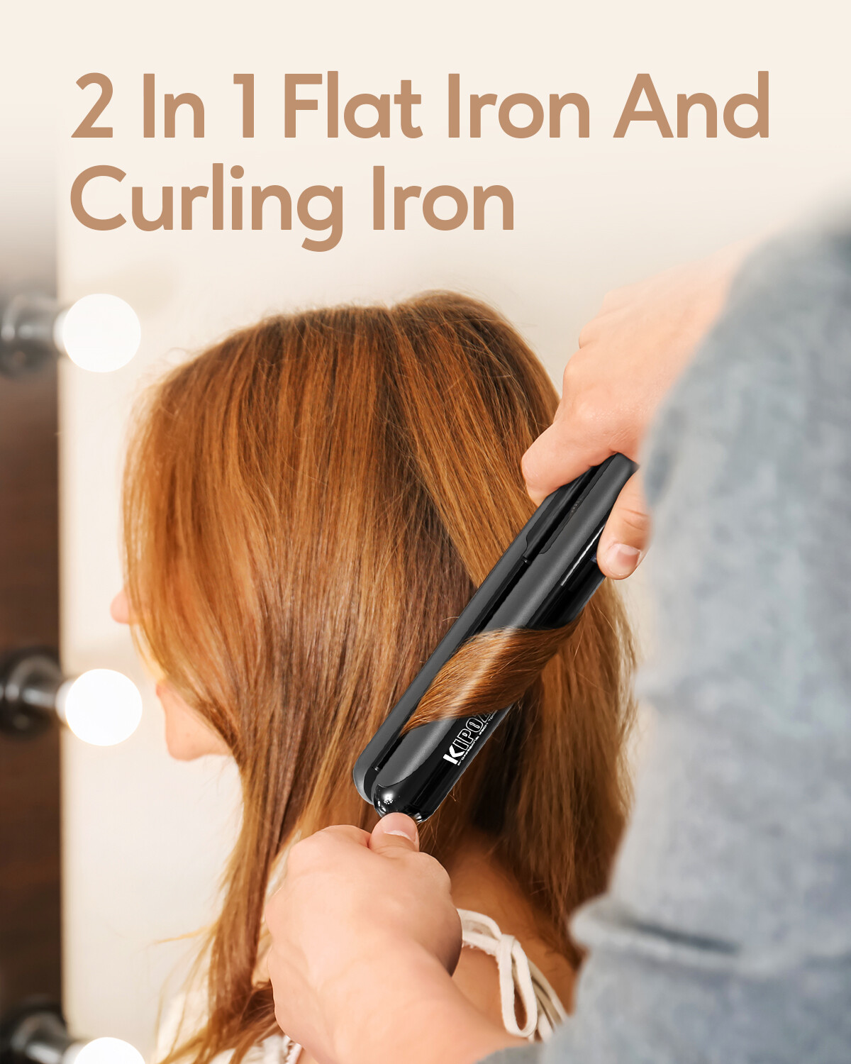 2in 1 Curl & Straight Haarglätter Lockenstab glätteisen Keramik Titanplatten LCD