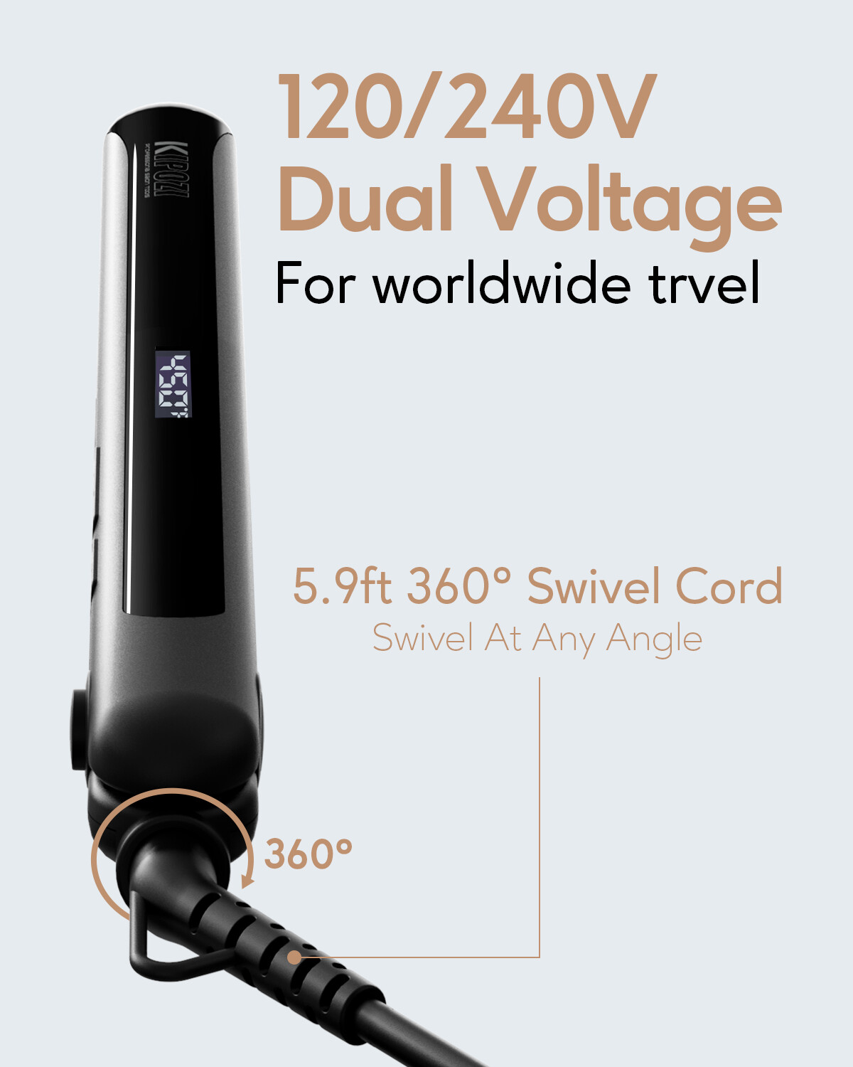 2in 1 Curl & Straight Haarglätter Lockenstab glätteisen Keramik Titanplatten LCD Bild 11
