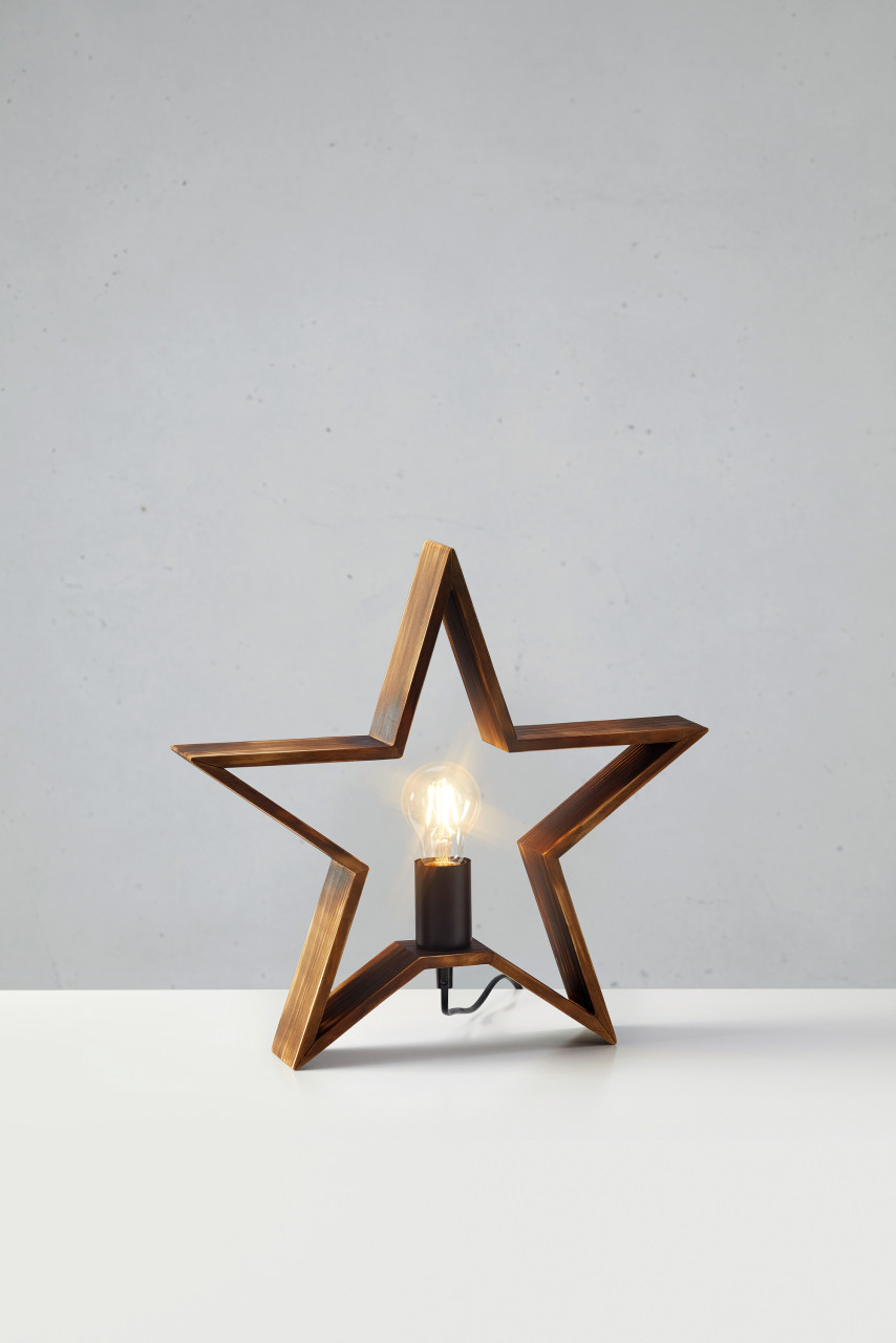 Tischlampe Stern Estrella 230 V gebranntes Holz 40,5 x 13,8 cm braun Bild 2