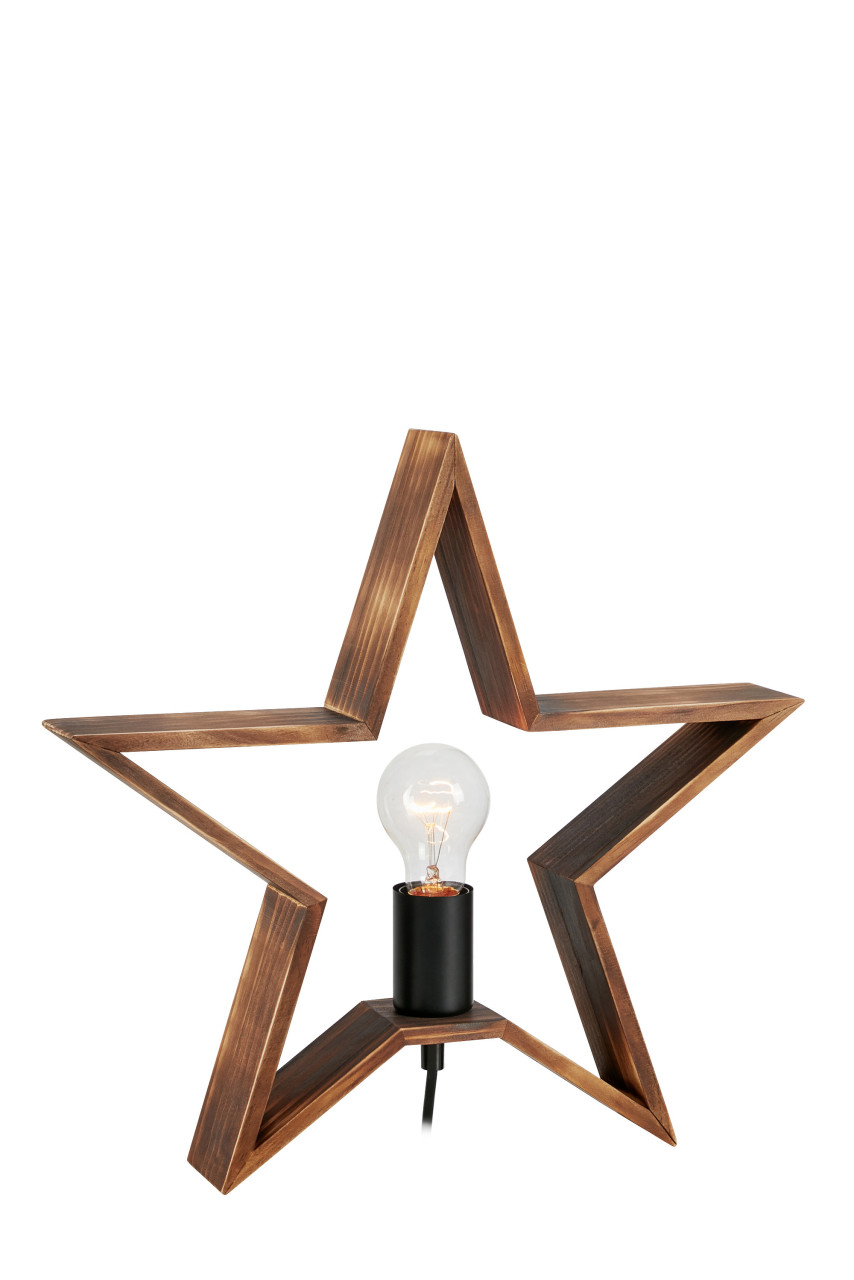 Tischlampe Stern Estrella 230 V gebranntes Holz 40,5 x 13,8 cm braun Bild 3