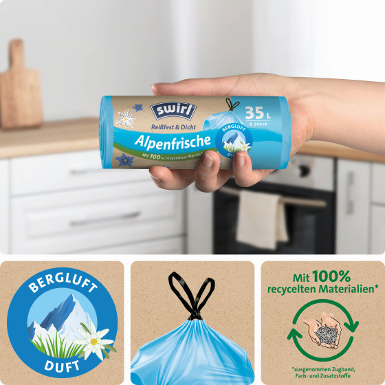 Swirl® 35 l Duft-Müllbeutel Alpenfrische Reißfest & Dicht Bild 2