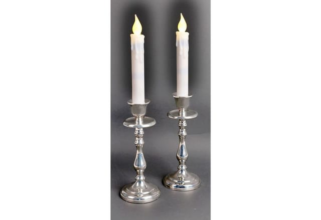 BURI Tafelkerze LED 2er-Set Tafelkerzen Flackerlicht mit Timer Spitzkerzen Stabkerzen
