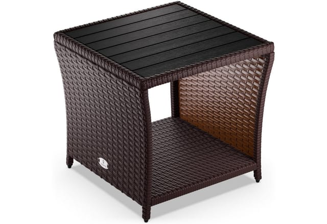 Casaria Beistelltisch (1-St), Polyrattan WPC Tischplatte 45x45x40cm Wetterfest Outdoor Garten