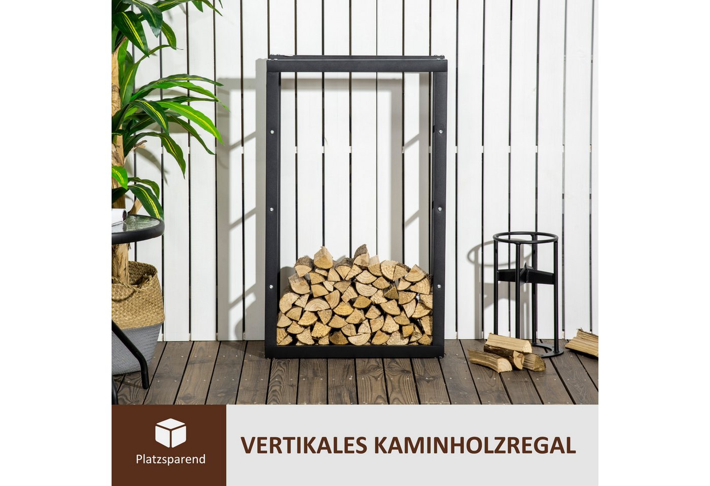 HOMCOM Kaminholzregal 60 x 25 x 100 cm für Innen und Außen Bild 4
