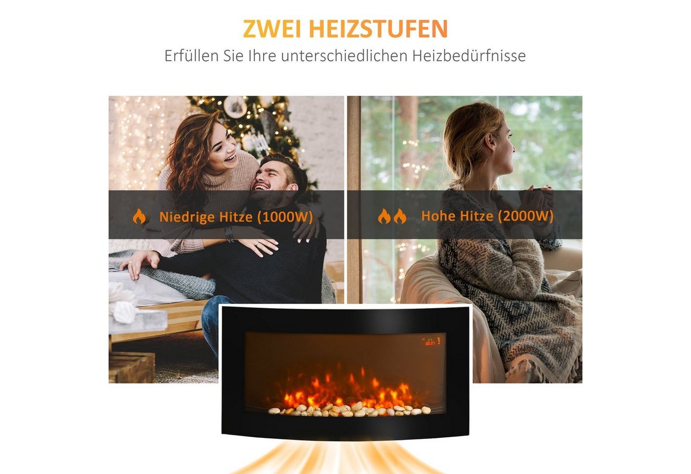 HOMCOM Elektrokamin Kamin Kaminofen Elektrischer Wandkamin 89,2 x 13,5 x 48cm Bild 2