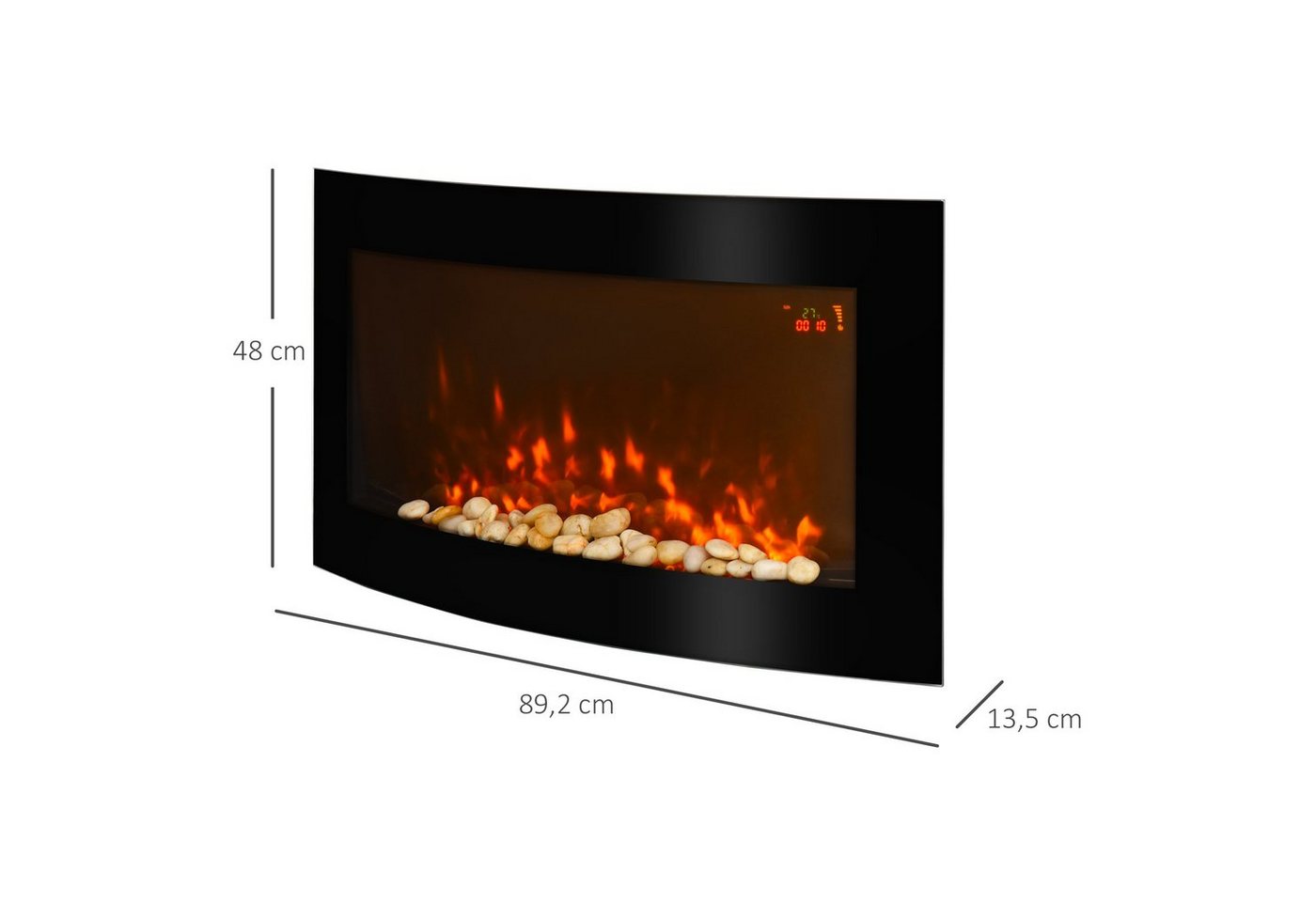 HOMCOM Elektrokamin Kamin Kaminofen Elektrischer Wandkamin 89,2 x 13,5 x 48cm Bild 3
