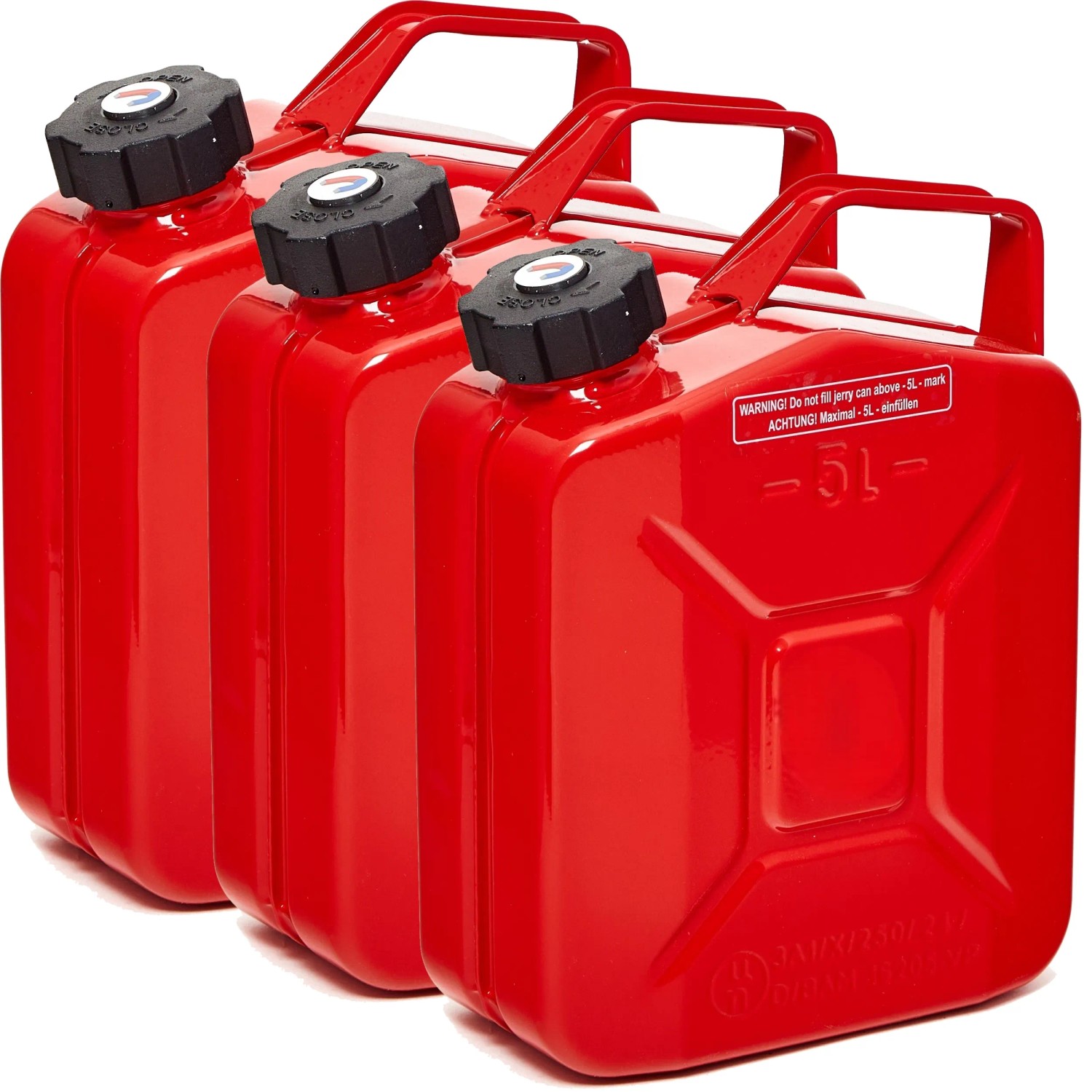 BW Kraftstoffkanister Metall Benzinkanister 3x 5 Liter mit Schraubverschluss Rot RAL 3000 TÜV-geprüft und UN-Zulassung Made in Europe