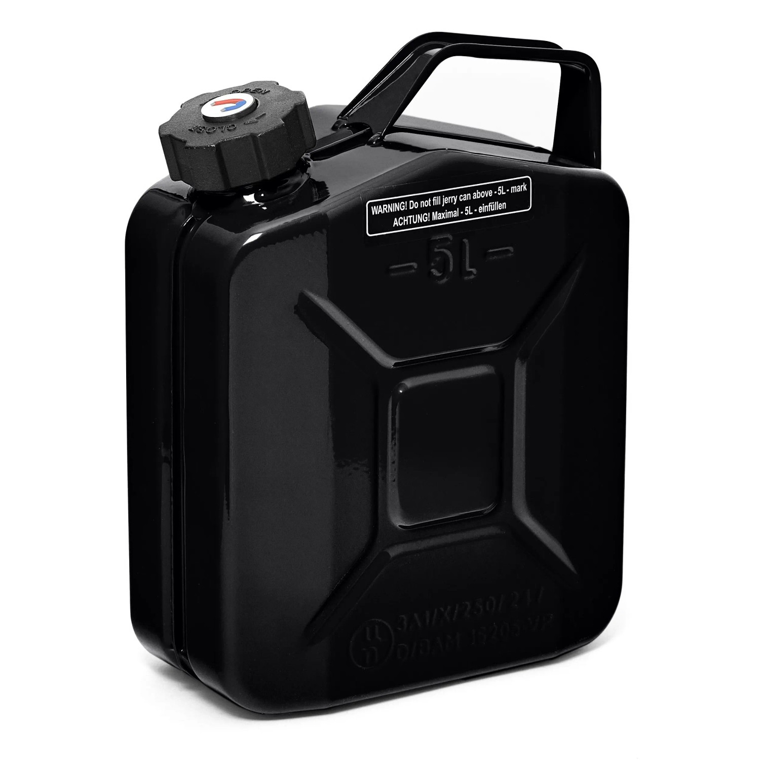 BW Kraftstoffkanister Metall Benzinkanister 5 Liter mit Schraubverschluss Schwarz RAL 9005 TÜV-geprüft und UN-Zulassung Made in Europe