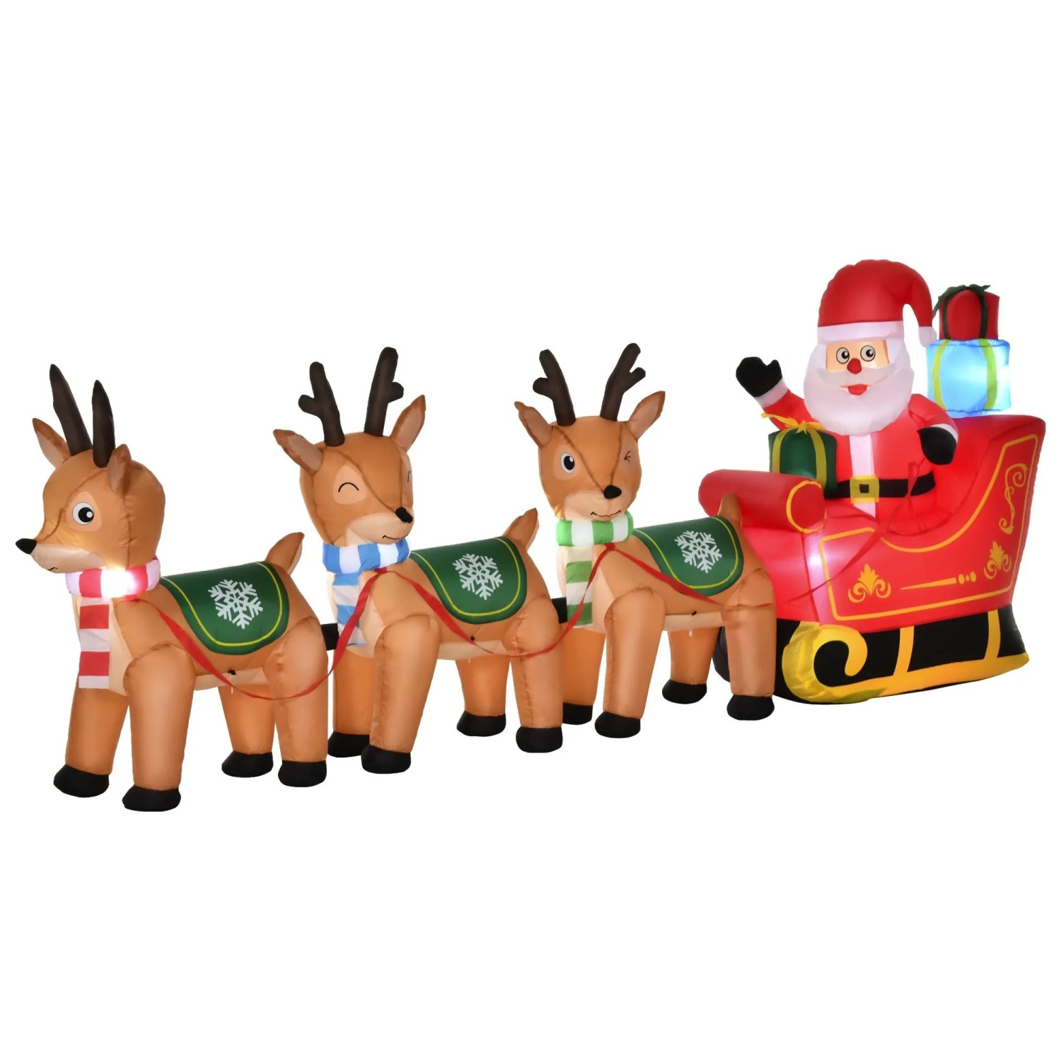 HOMCOM Aufblasbarer Weihnachtsmann auf Schlitten