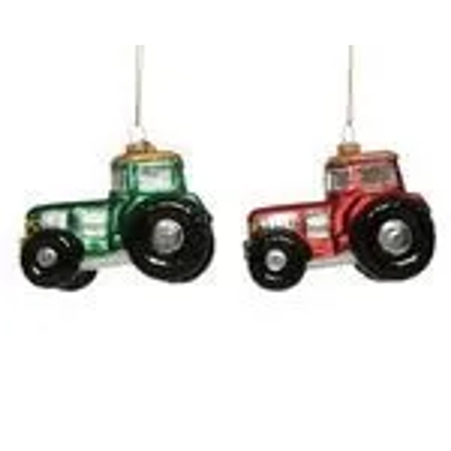 Kaemingk Christbaumschmuck Traktor Glas 9 cm Gruen Rot 1 Stueck Zufallsprinzip