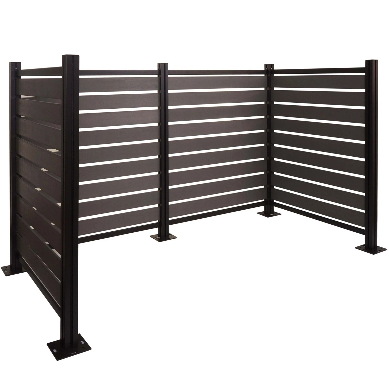 PROREGAL Alu Mülltonnen-Zaun HxBxT 130x206x110cm Mülltonnenverkleidung Grau Holzoptik Erweiterbar