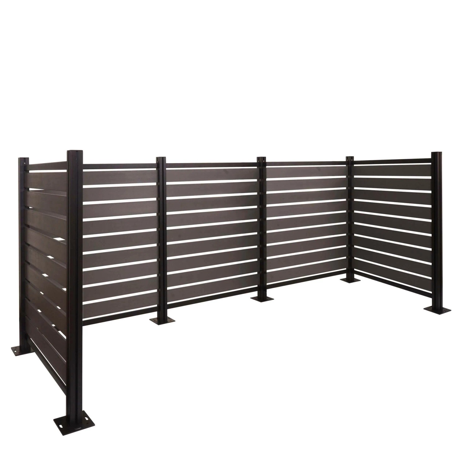 PROREGAL Alu Mülltonnen-Zaun HxBxT 130x300x110cm Mülltonnenverkleidung Grau Holzoptik Erweiterbar
