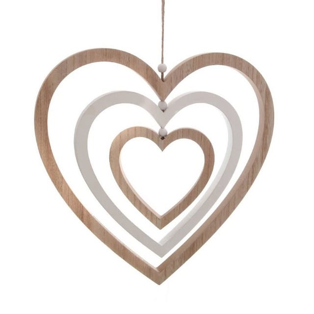 Spetebo Hängedekoration Deko Mobile aus Holz - Motiv: Herz / 36 cm (Stück, 1 St., Herzmobile), Dekofigur Herzen zum aufhängen