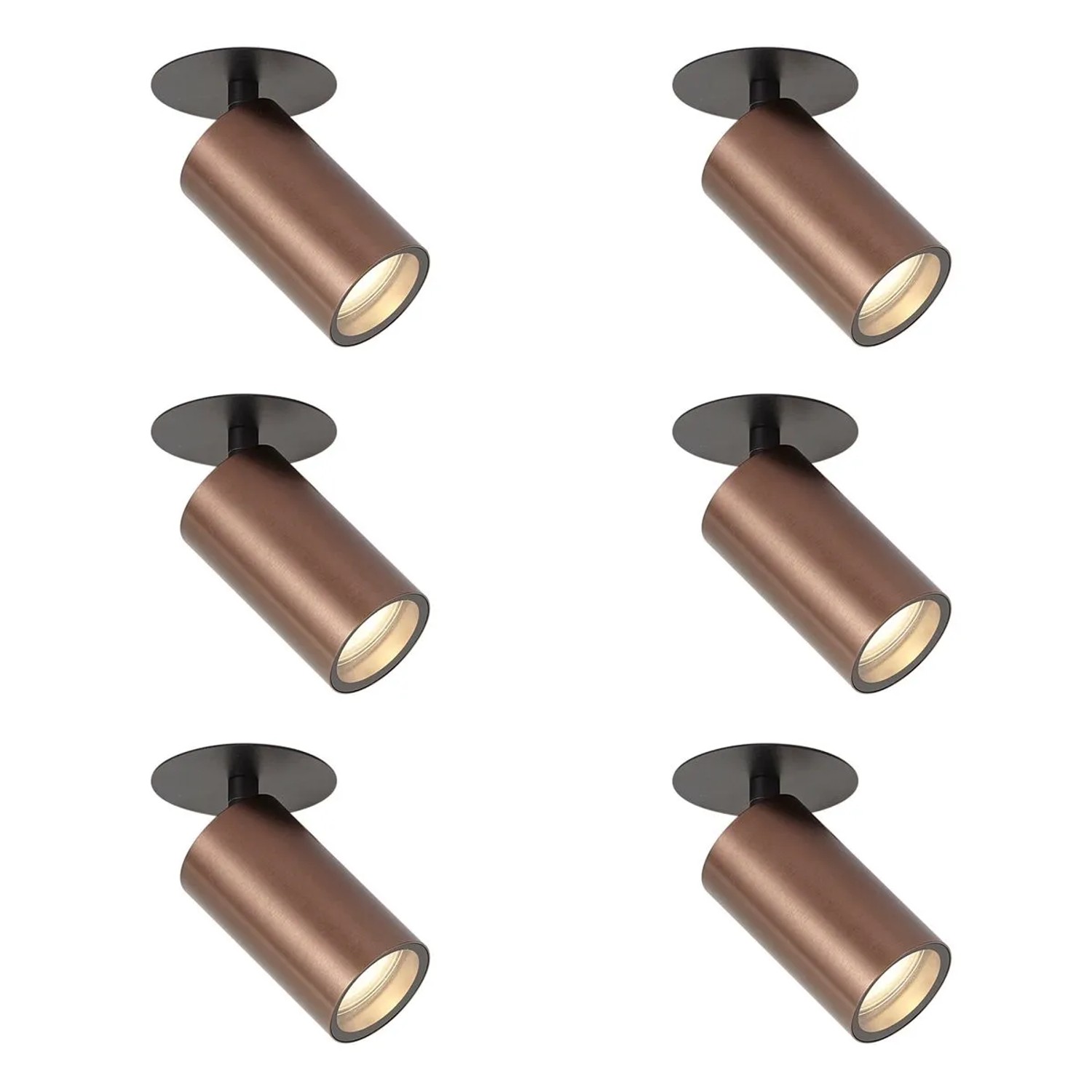 QAZQA Set mit 6 Modernen Einbaustrahlern DunkelBronze GU10 50mm IP44 Chels
