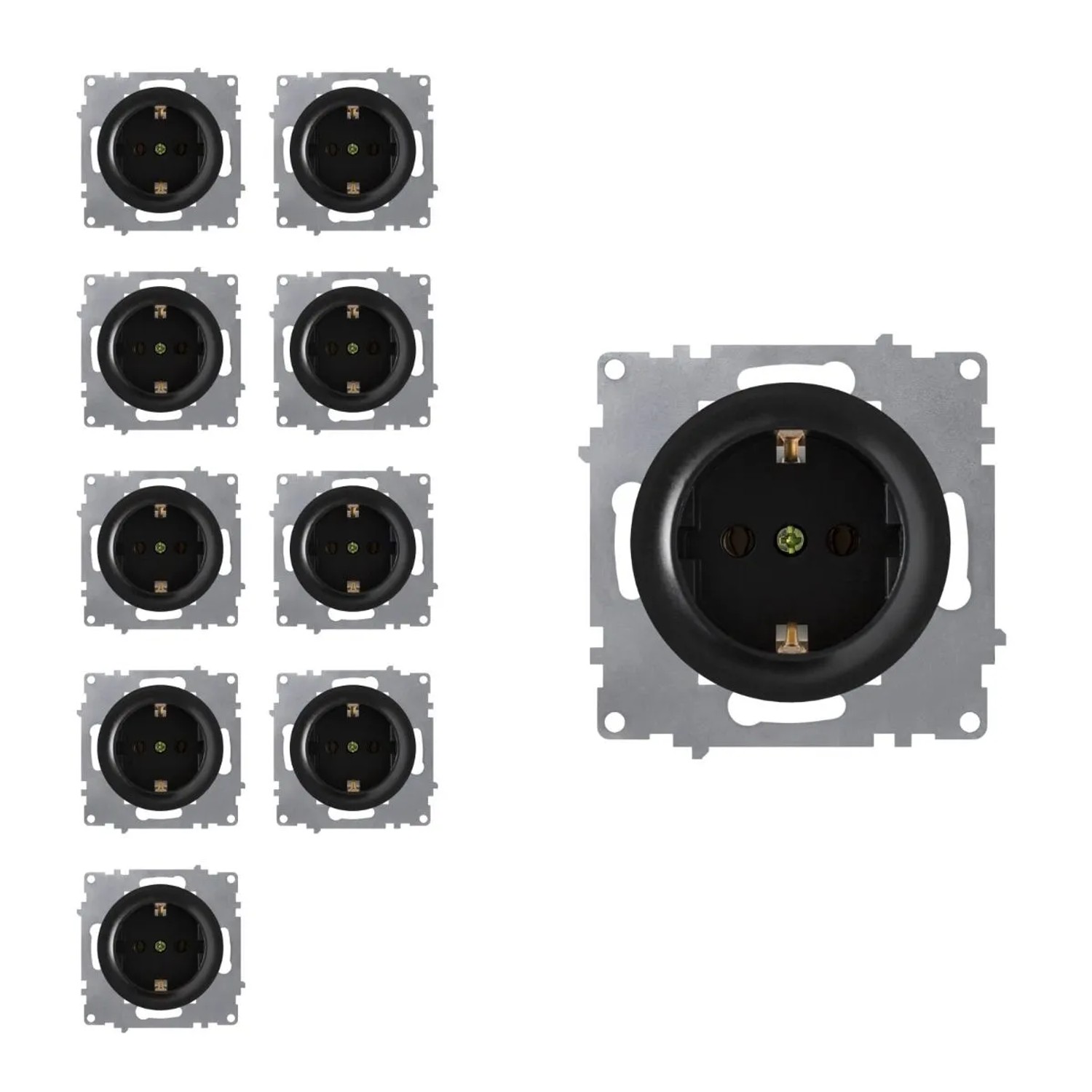 OneKeyElectro 10x Schuko Steckdosen Set Schwarz