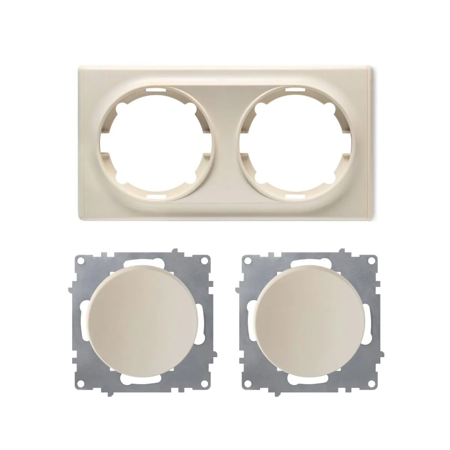 OneKeyElectro 2x Lichtschalter mit Abdeckrahmen 2fach Unterputz Waagerecht Beige