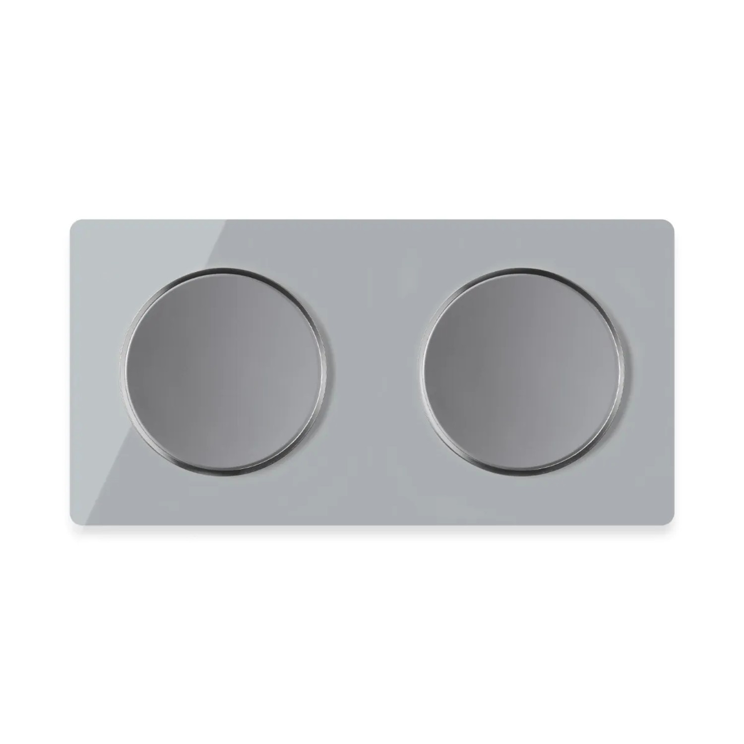 OneKeyElectro 2x Lichtschalter mit Glas Abdeckrahmen 2fach Waagerecht Grau