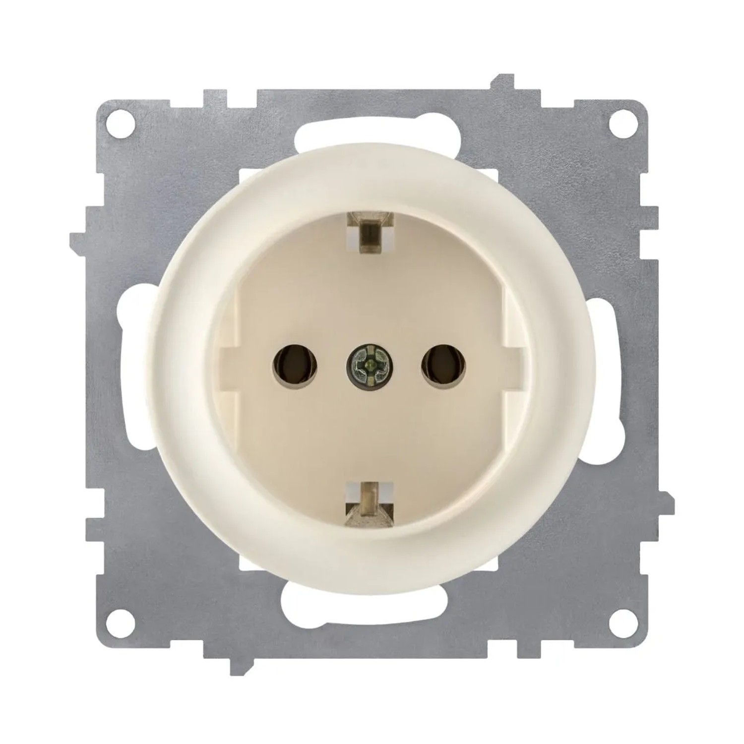 OneKeyElectro Schuko Steckdose mit Schutzklappen und Erdung Schraubklemmen ohne Rahmen Beige