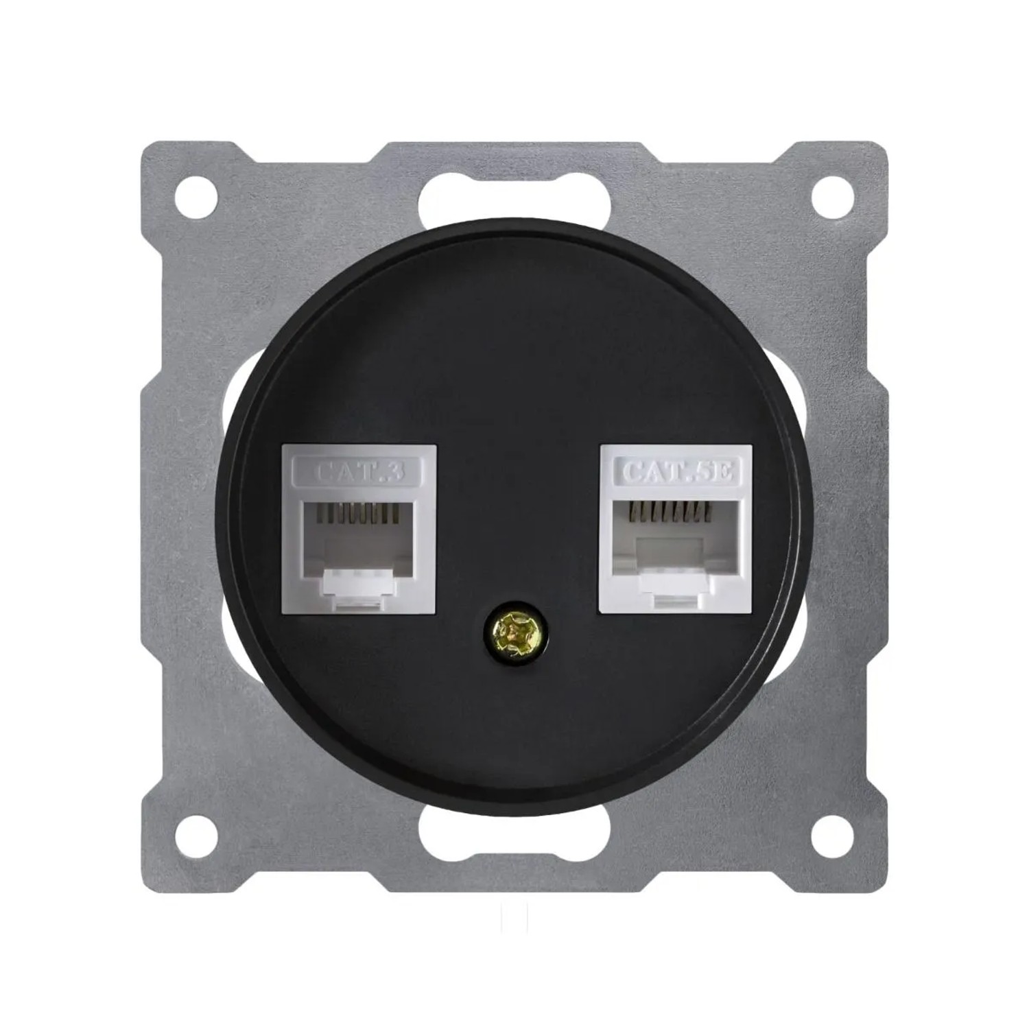 OneKeyElectro Kombi Daten Anschlussdose 2er 2 Fach Netzwerkdose 2xRJ45 CAT5e Unterputz ohne Rahmen Schwarz