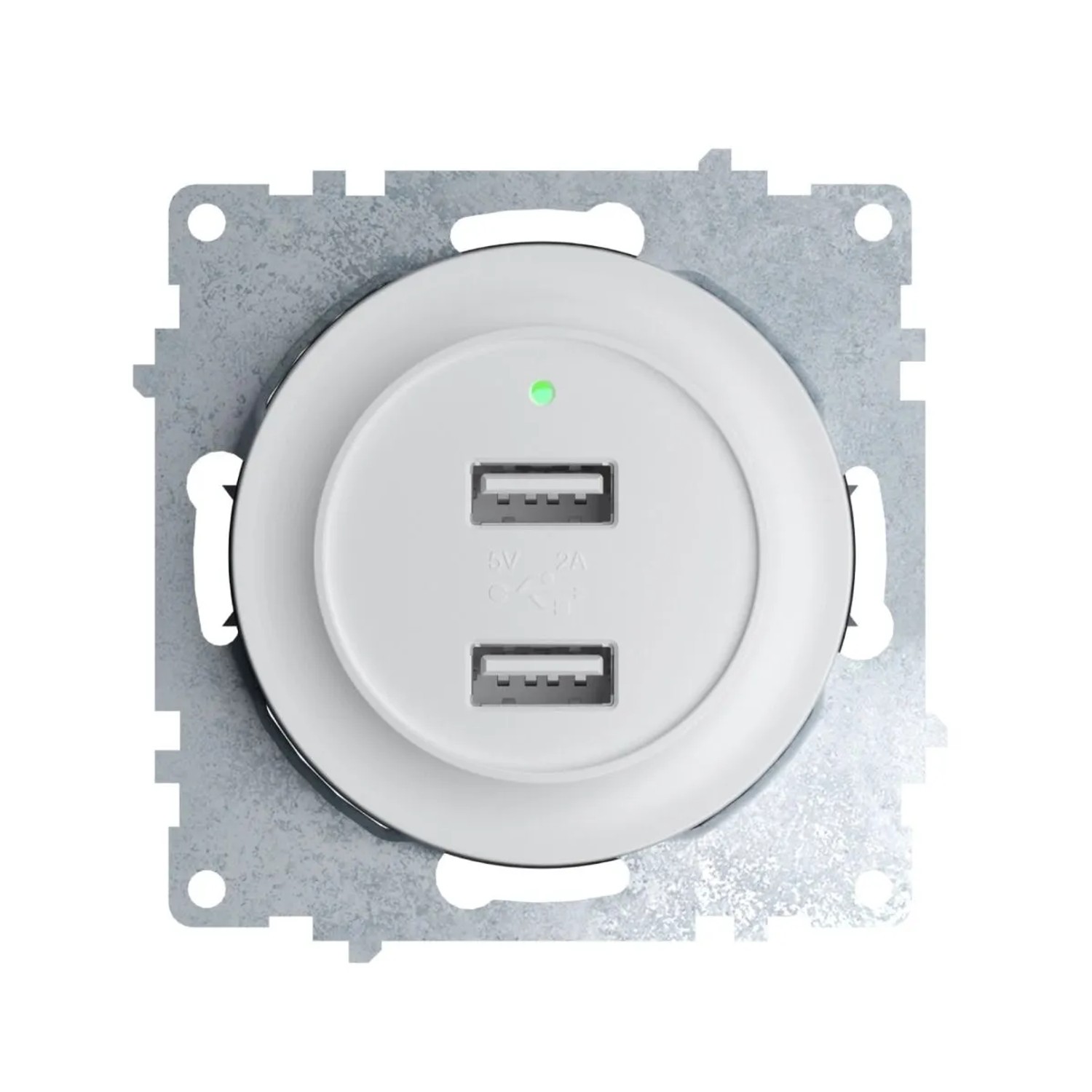 OneKeyElectro USB Unterputz Steckdose mit 2 Anschlüssen 5V 2.1 A mit LED Ladeindikator Weiß