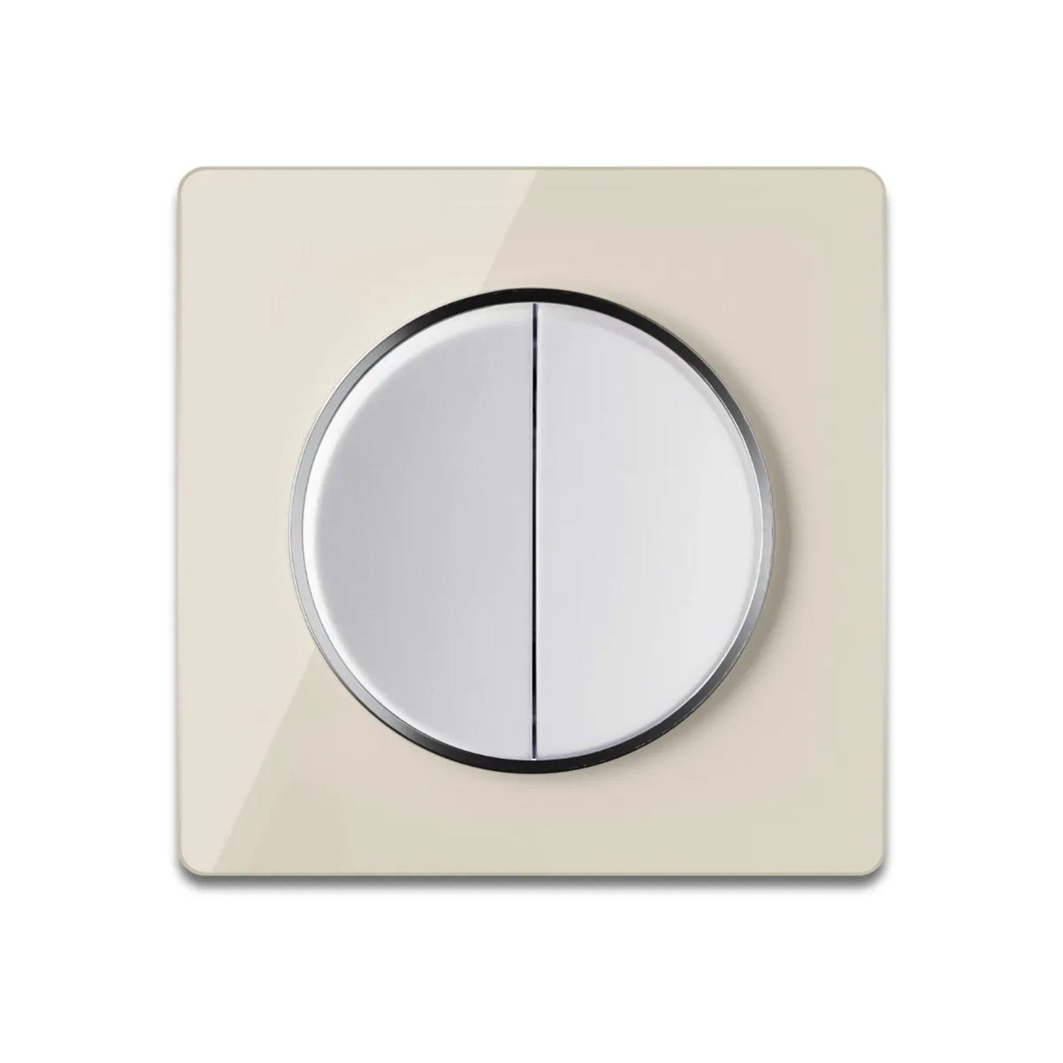 OneKeyElectro Serienschalter 2fach Weiß mit Glas Abdeckrahmen Beige