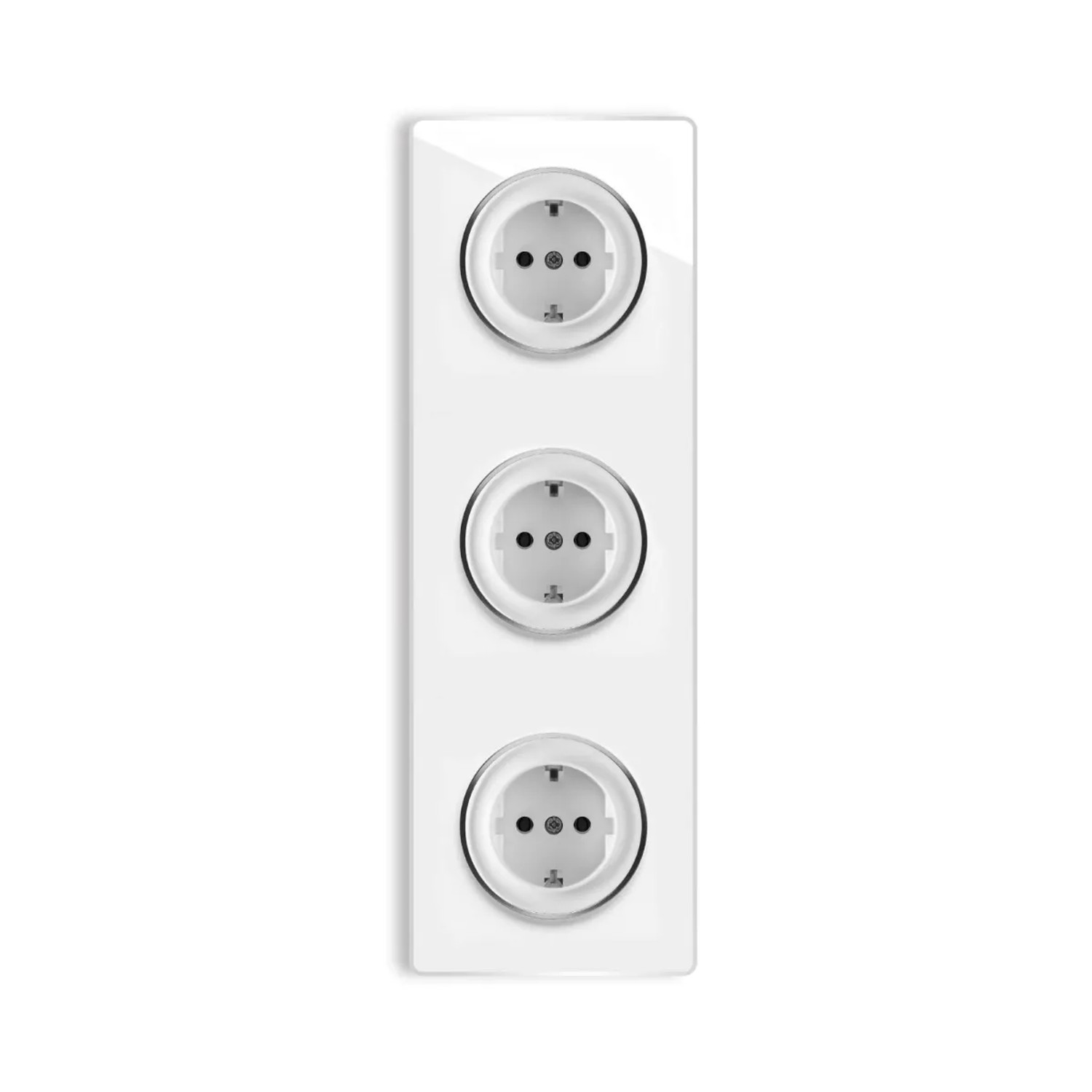 OneKeyElectro 3x Schuko Steckdose mit Schraubklemmen und Glas Abdeckrahmen 3fach Senkrecht Weiß