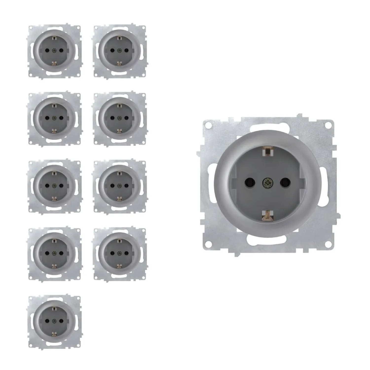 OneKeyElectro 10x Schuko Steckdosen Set Grau