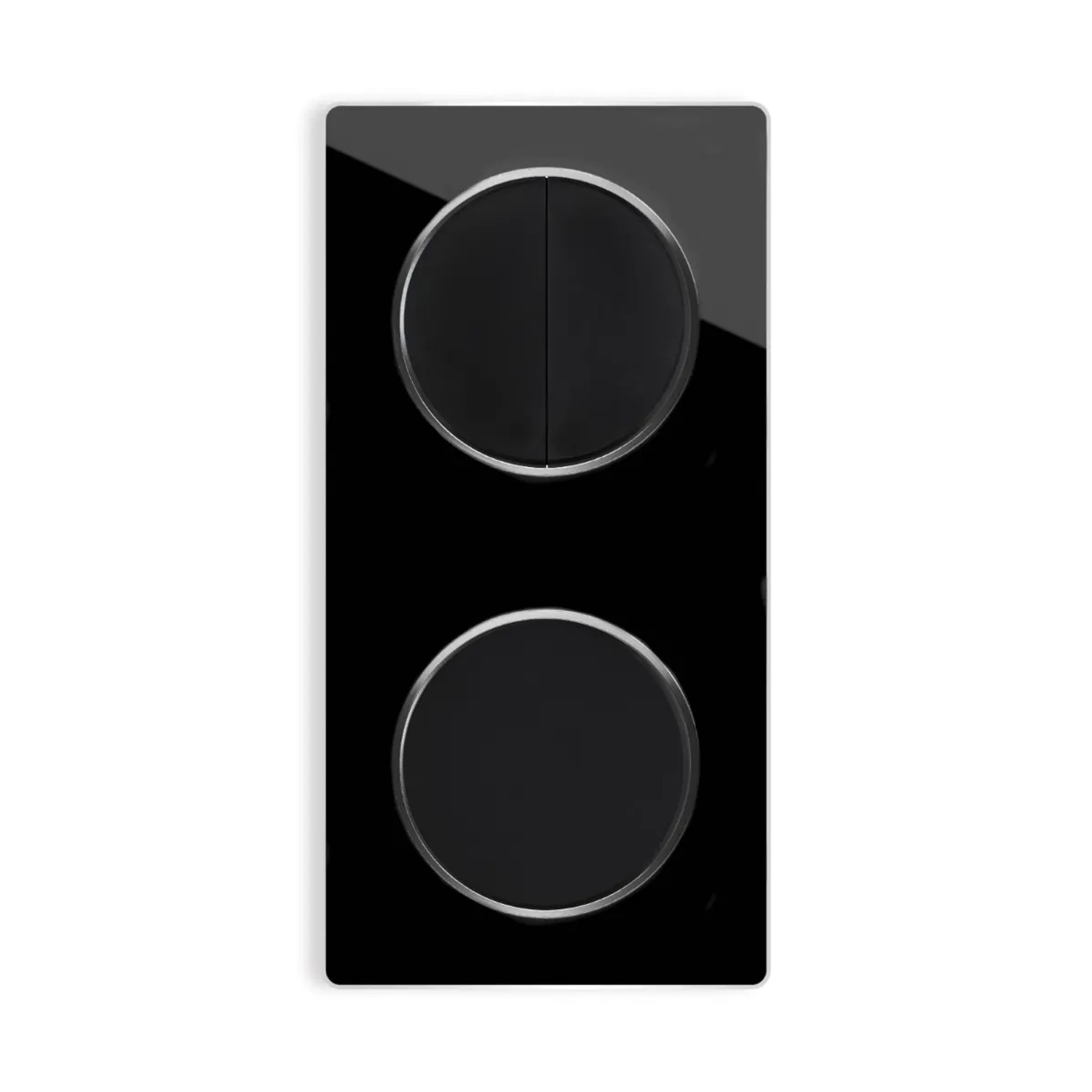 OneKeyElectro Serienschalter 2fach Lichtschalter mit Glas Abdeckrahmen 2fach Senkrecht Schwarz
