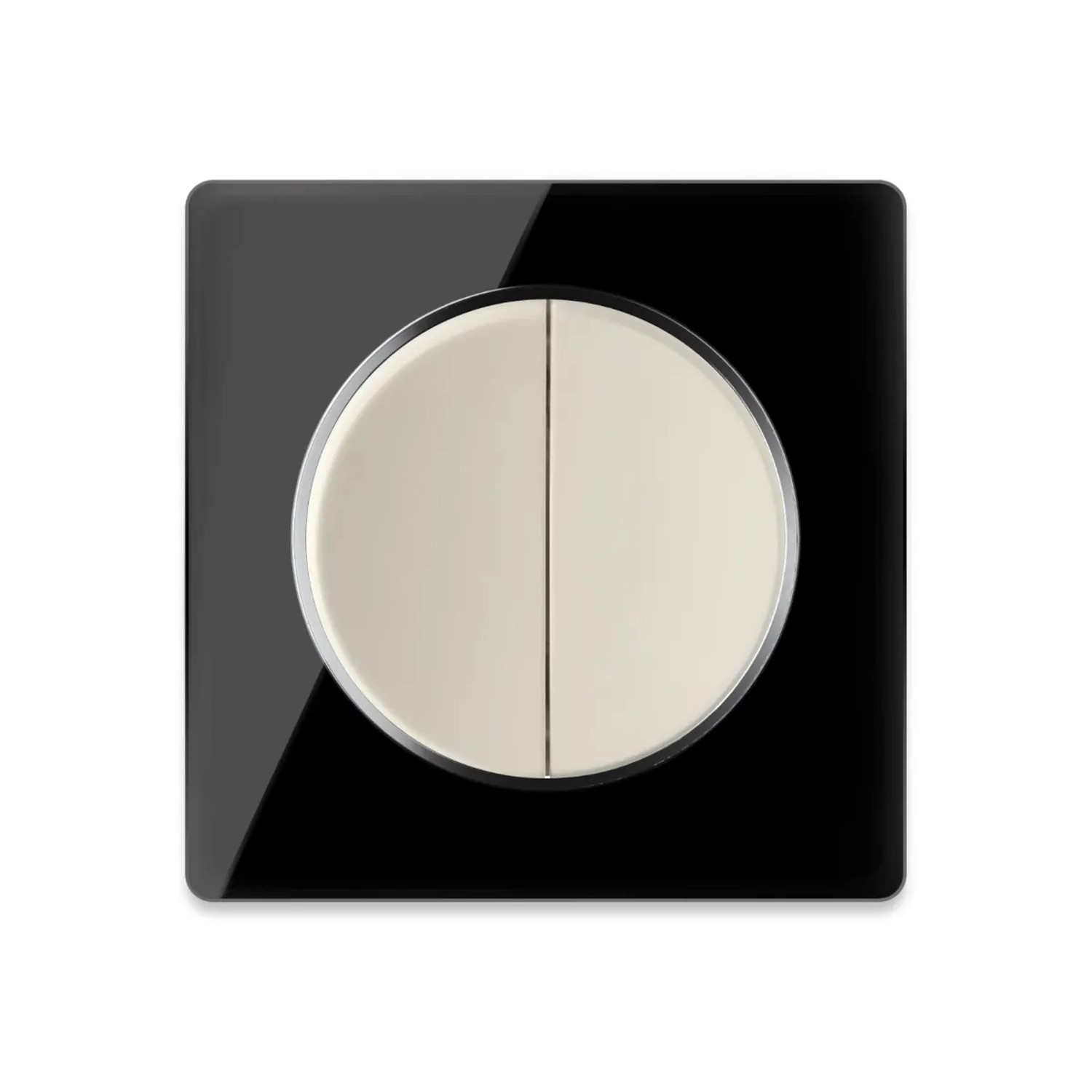 OneKeyElectro Serienschalter 2fach Beige mit Glas Abdeckrahmen Schwarz