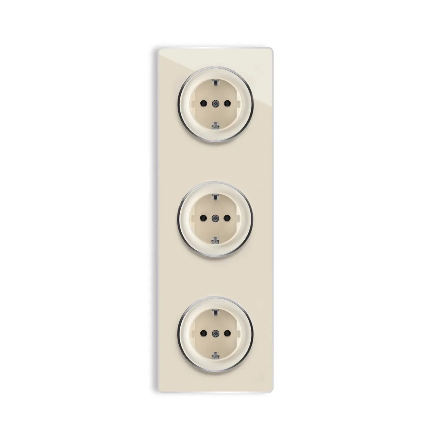 OneKeyElectro 3x Schuko Steckdose mit Schraubklemmen und Glas Abdeckrahmen 3fach Senkrecht Beige