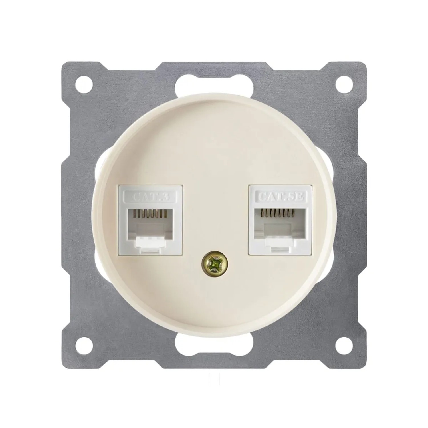 OneKeyElectro Kombi Daten Anschlussdose 2er 2 Fach Netzwerkdose 2xRJ45 CAT5e Unterputz ohne Rahmen Beige