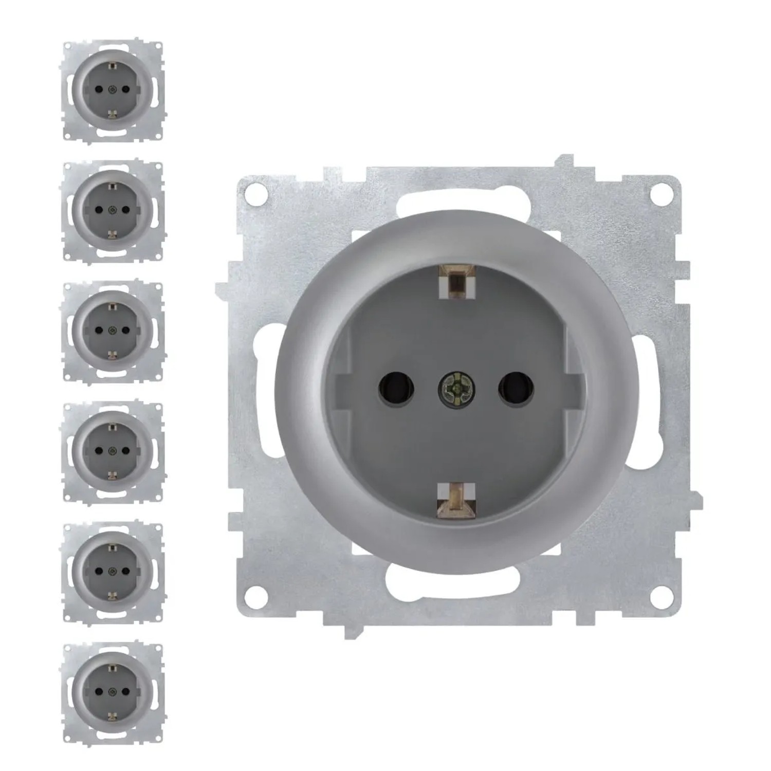 OneKeyElectro 7x Schuko Steckdosen Set Grau