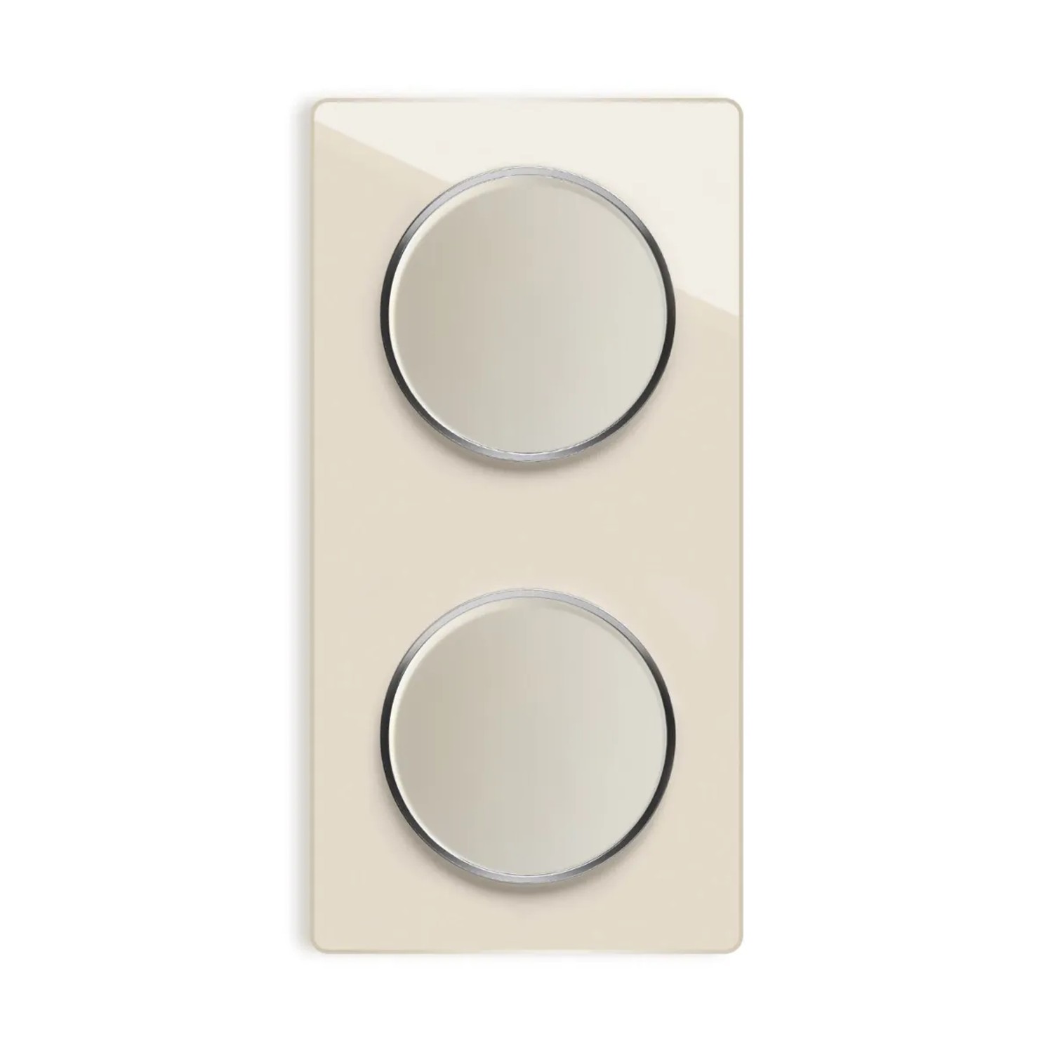 OneKeyElectro 2x Lichtschalter mit Glas Abdeckrahmen 2fach Senkrecht Beige