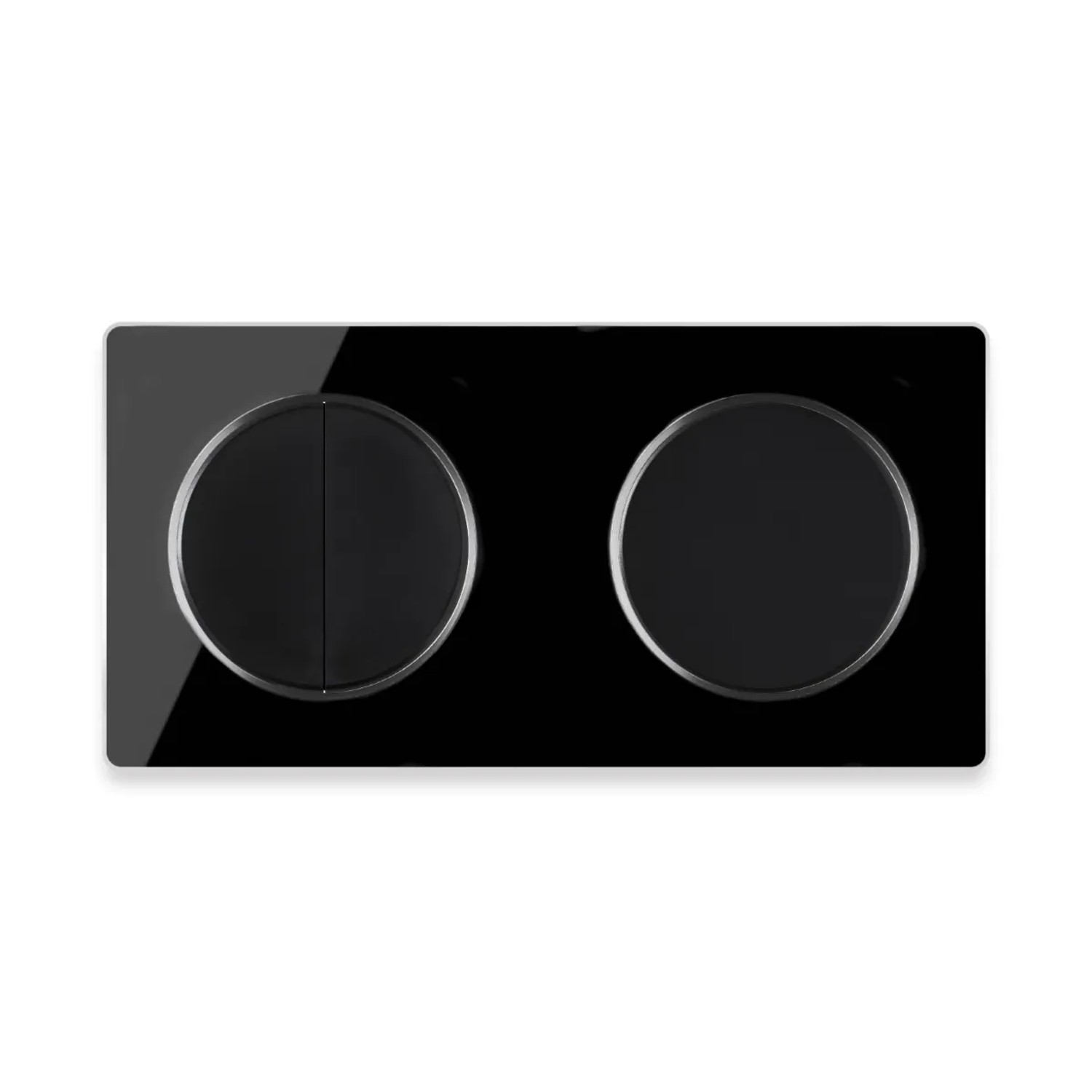 OneKeyElectro Serienschalter 2fach Lichtschalter mit Glas Abdeckrahmen 2fach Waagerecht Schwarz