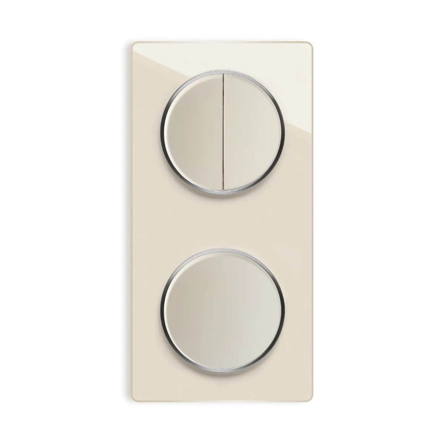 OneKeyElectro Serienschalter 2fach Lichtschalter mit Glas Abdeckrahmen 2fach Senkrecht Beige