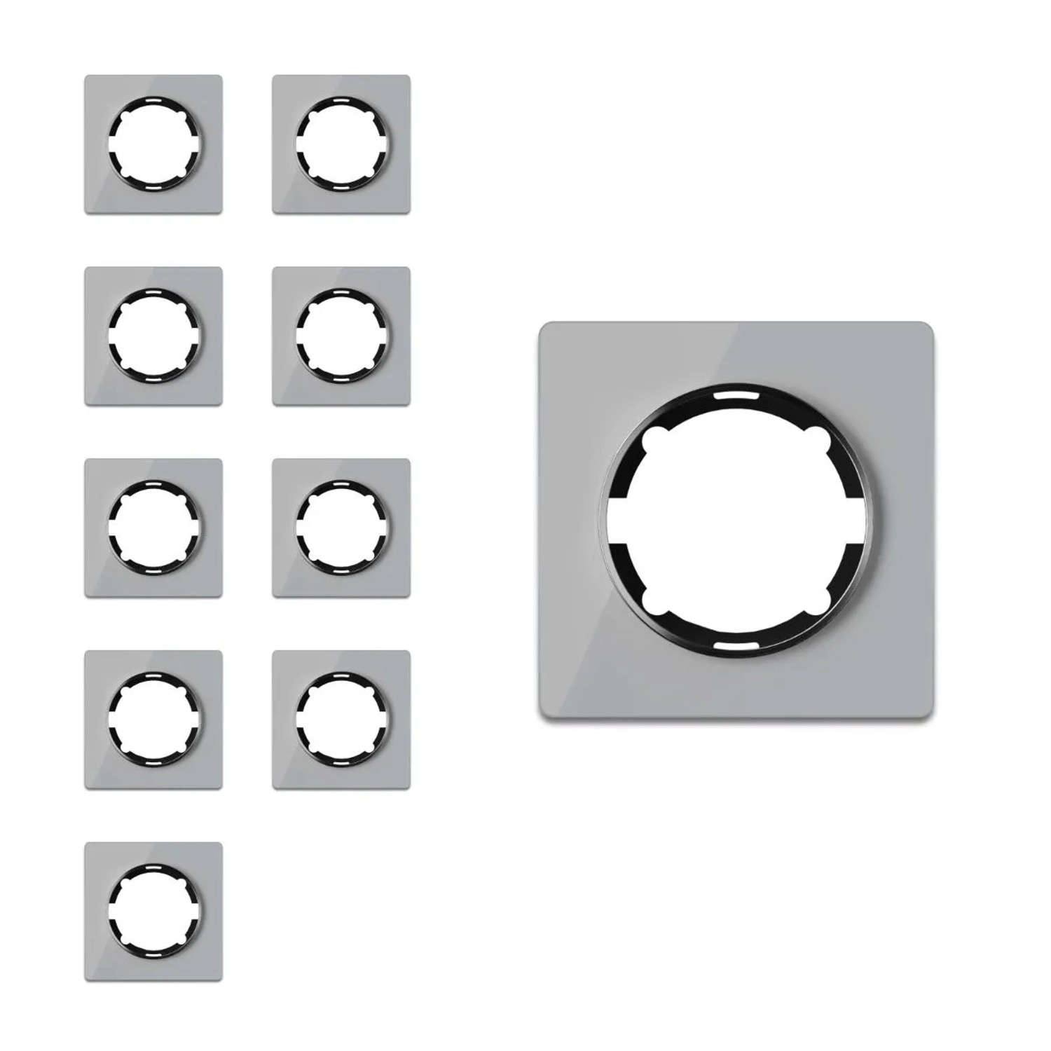 OneKeyElectro 10x Garda Glas Abdeckrahmen Set Grau