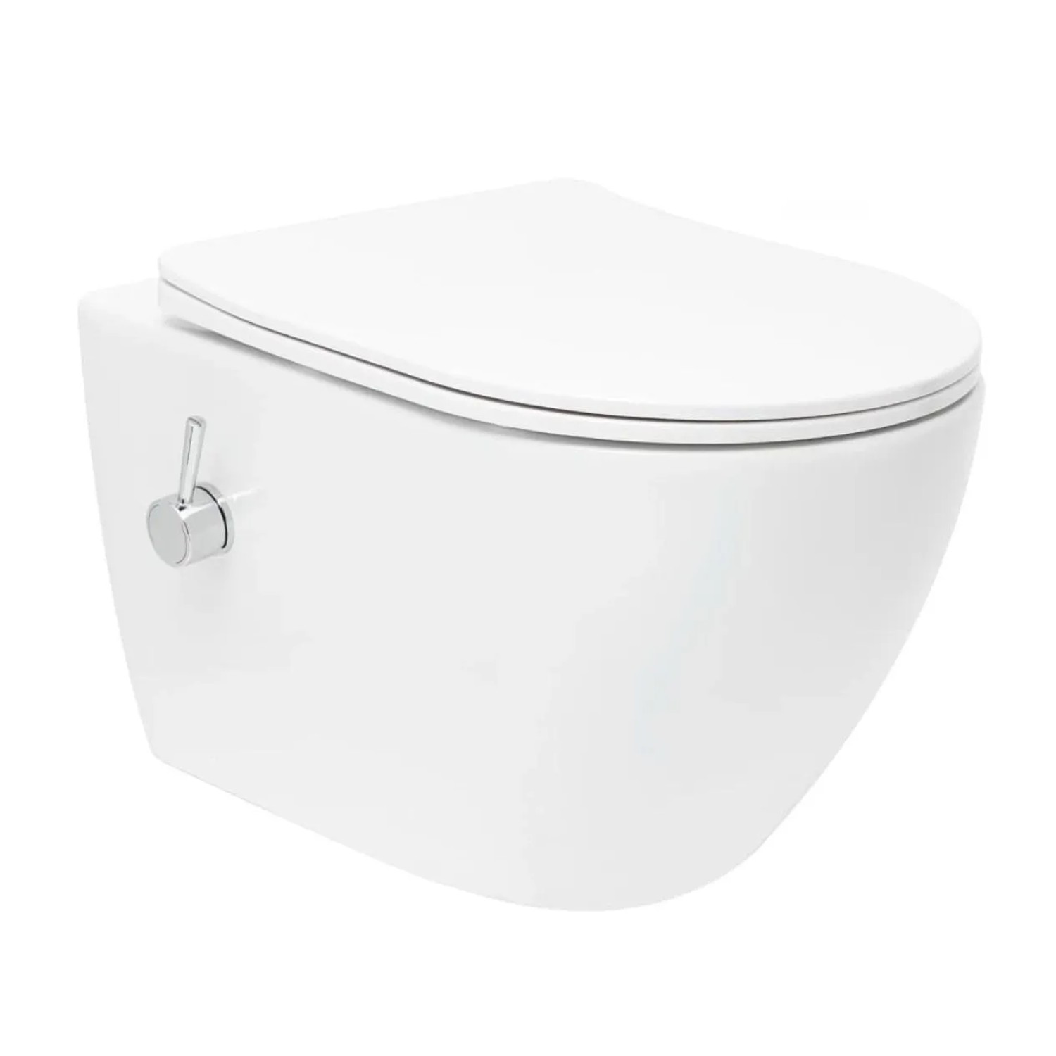 Swiss Aqua Technologies Wand-WC mit Bidet und Wirbelspülung WC-Sitz mit Absenkautomatik mit Montageset Weiß