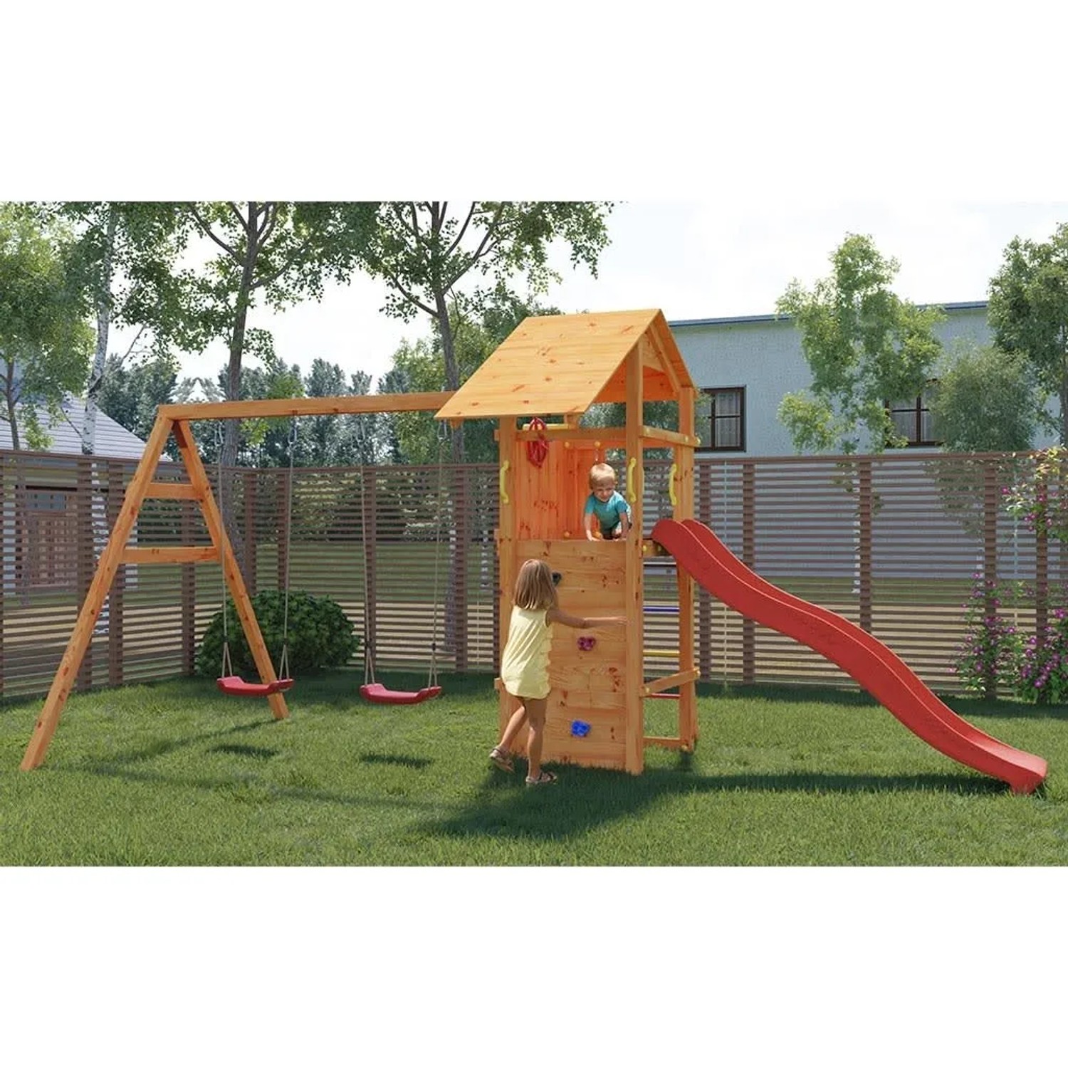 Fungoo Spielturm Smart 5 Teakfarben