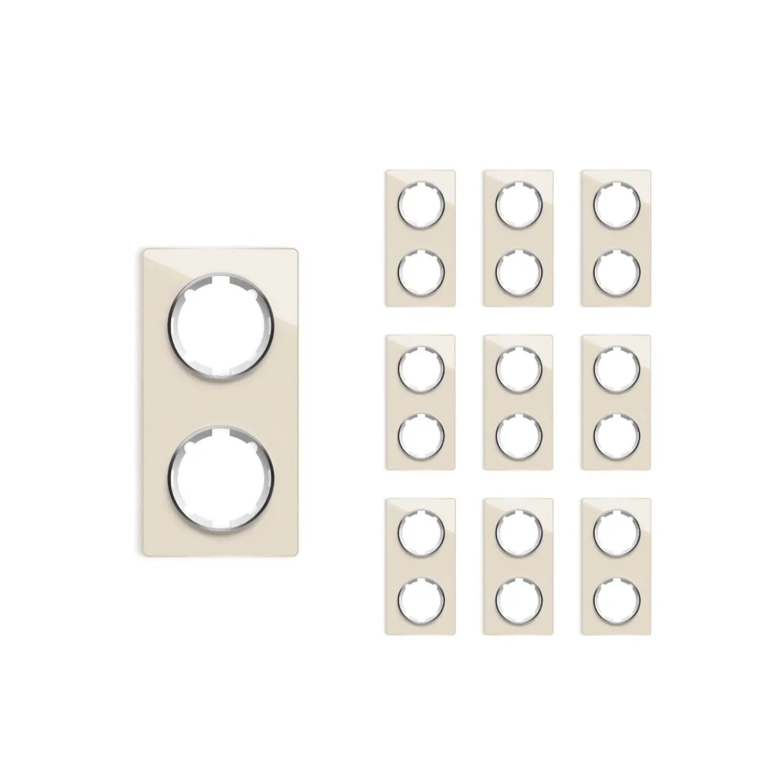 OneKeyElectro 10x Garda Glas Abdeckrahmen Set Abdeckrahmen 2fach Senkrecht Beige