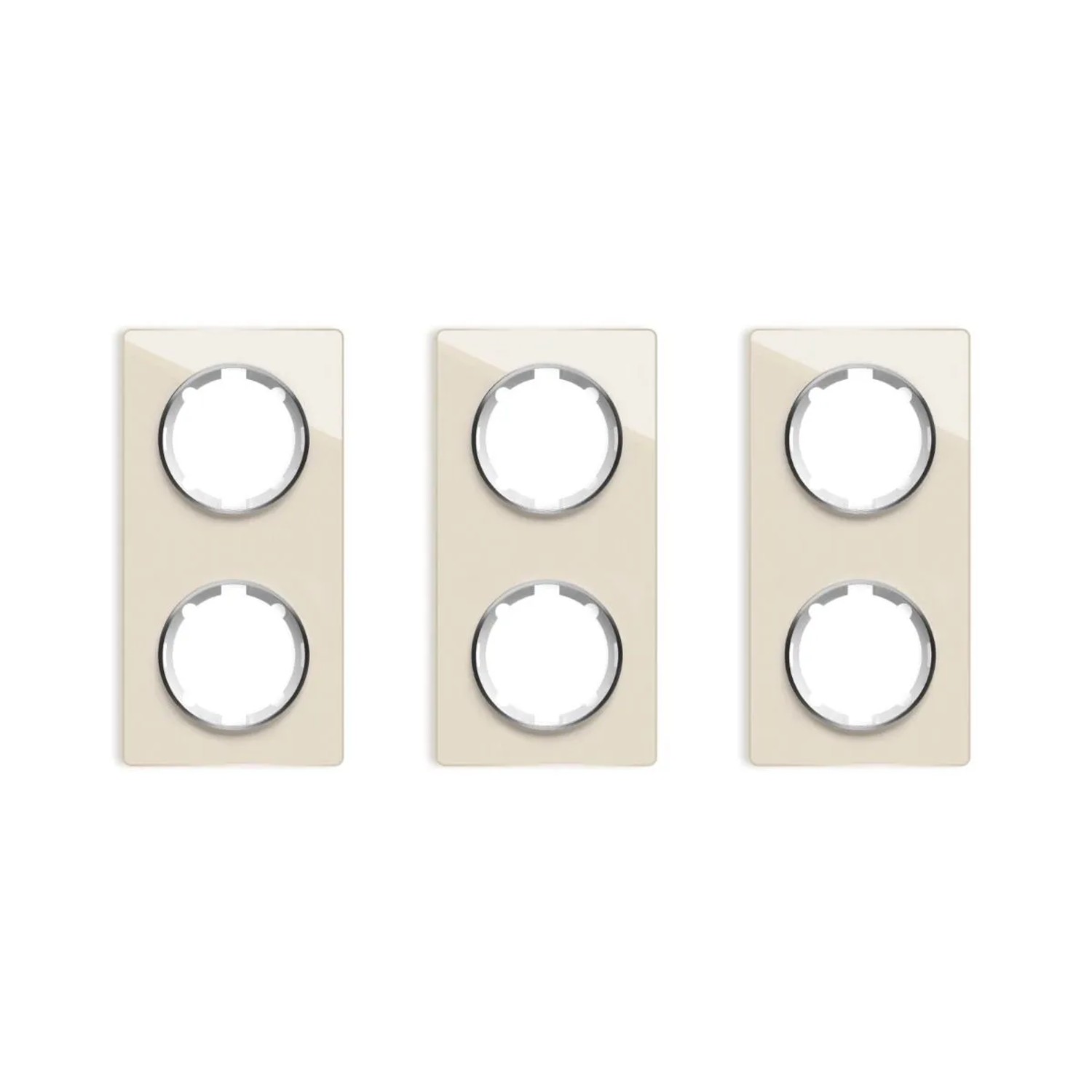 OneKeyElectro 3x Garda Glas Abdeckrahmen Set Abdeckrahmen 2fach Senkrecht Beige