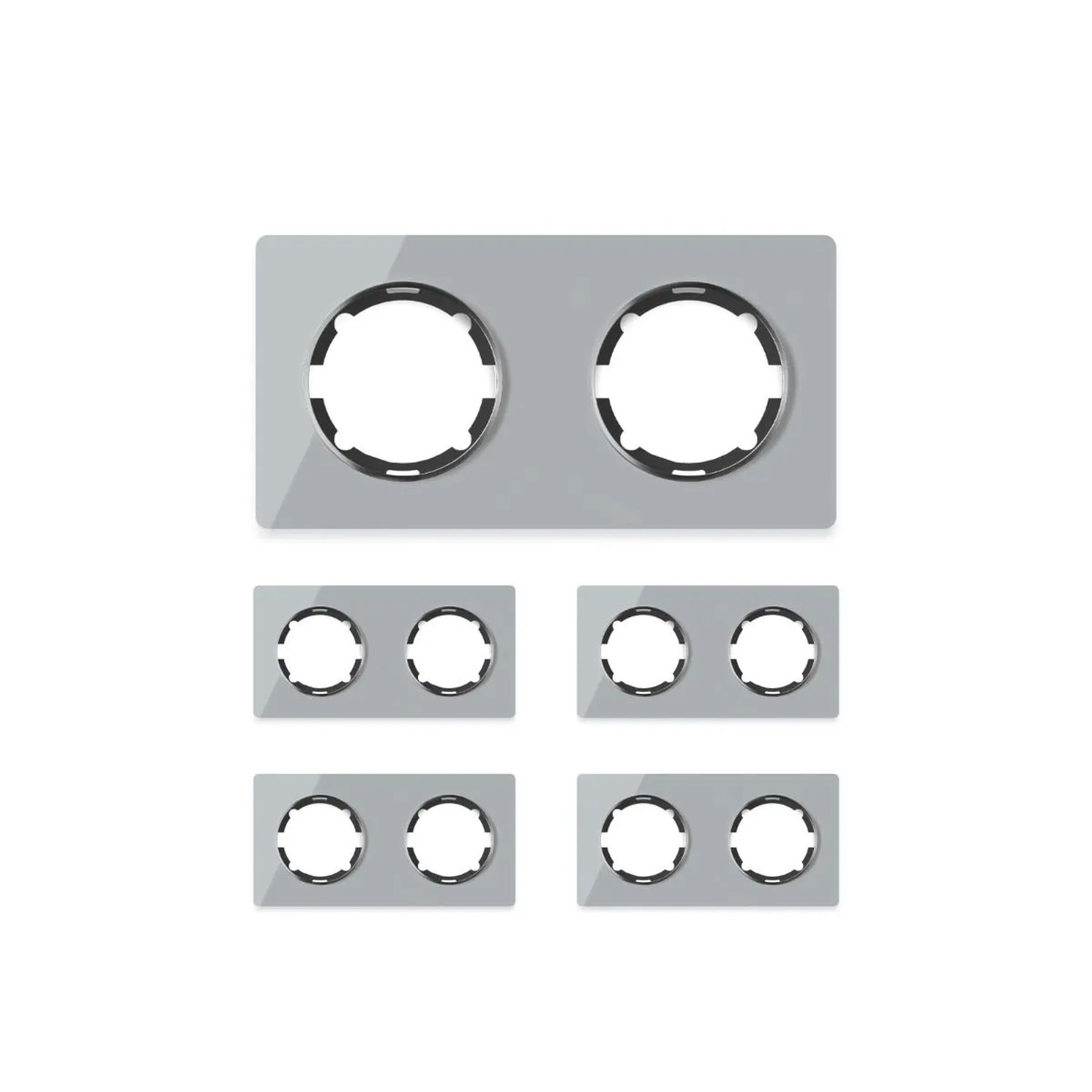 OneKeyElectro 5x Garda Glas Abdeckrahmen Set Abdeckrahmen 2fach Waagerecht Grau