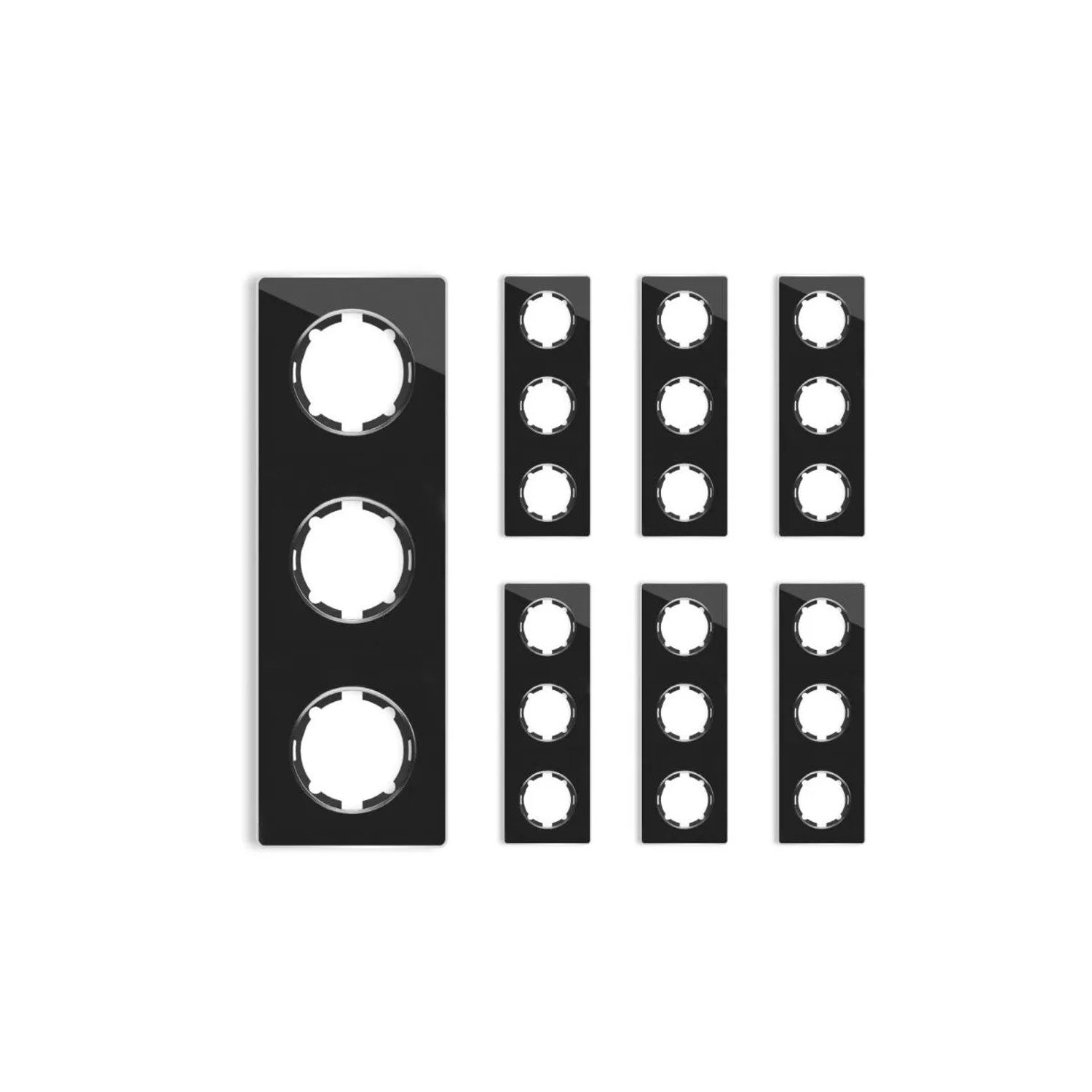 OneKeyElectro 7x Garda Glas Abdeckrahmen Set Abdeckrahmen 3fach Senkrecht Schwarz