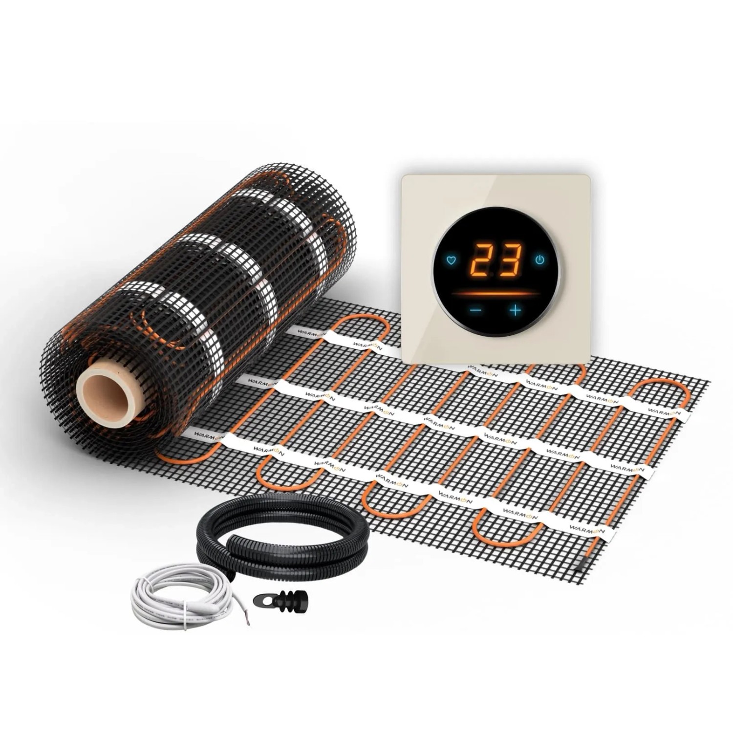 WARMON Fußbodenheizung Elektrisch LIGHT 100 W/m² mit WiFi Thermostat OKE 25 Beige 8 m²