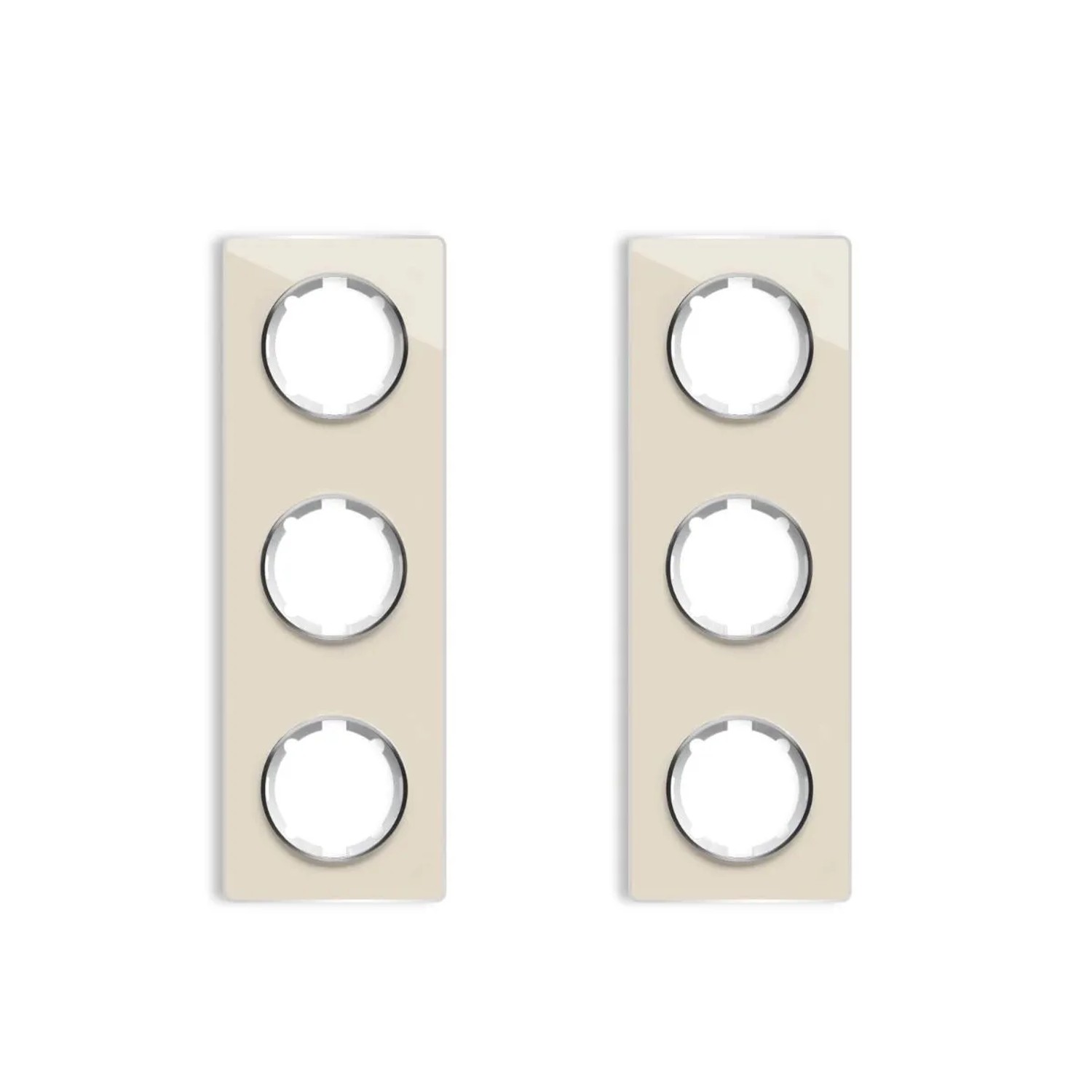OneKeyElectro 2x Garda Glas Abdeckrahmen Set Abdeckrahmen 3fach Senkrecht Beige