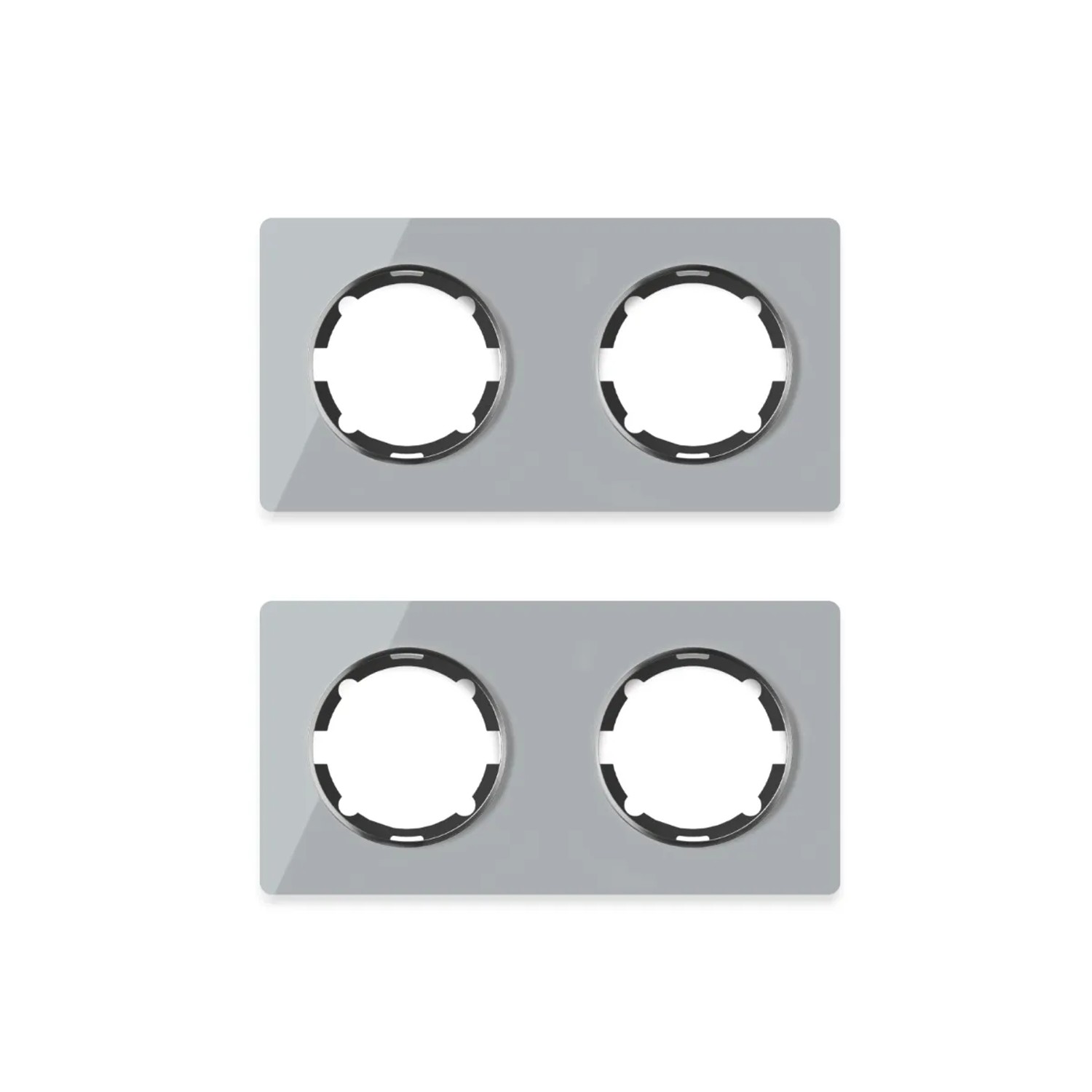 OneKeyElectro 2x Garda Glas Abdeckrahmen Set Abdeckrahmen 2fach Waagerecht Grau