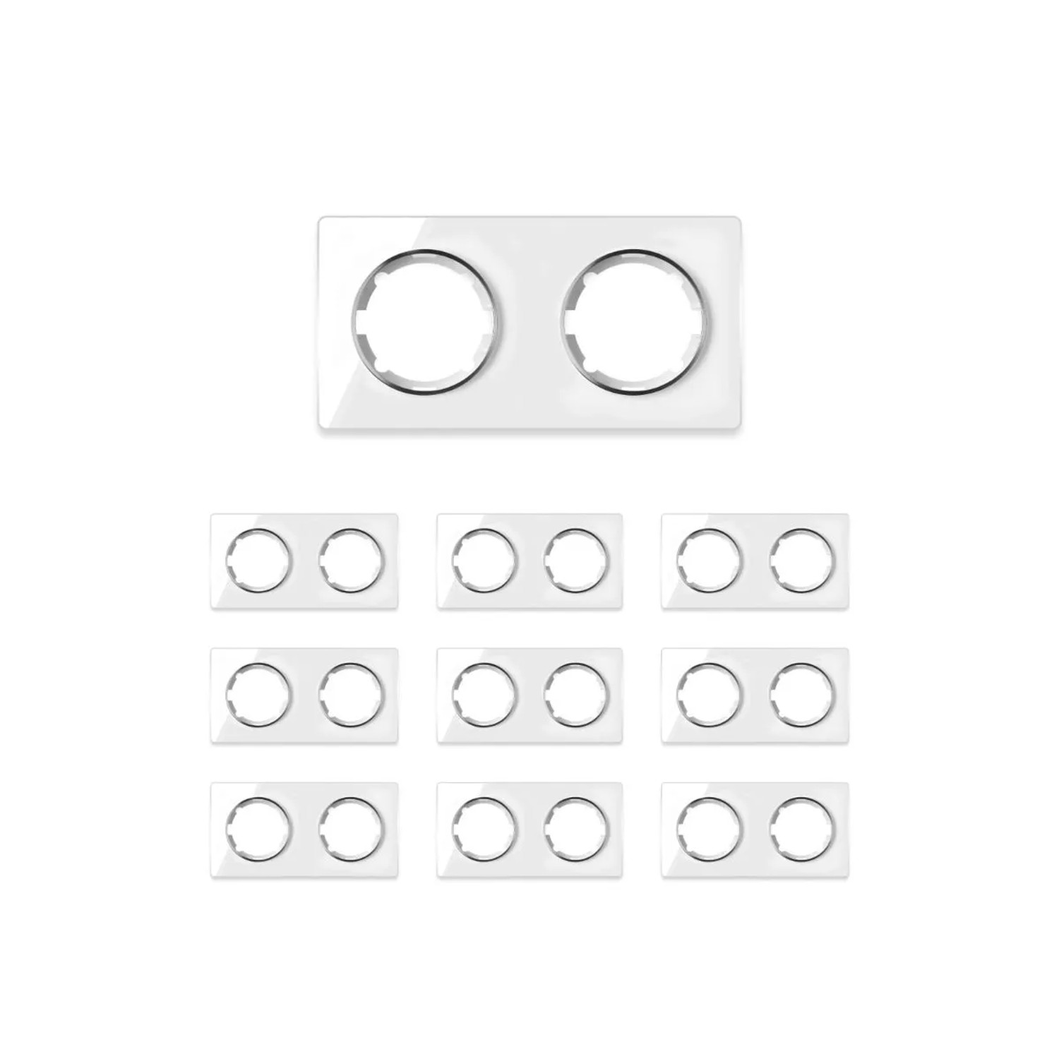 OneKeyElectro 10x Garda Glas Abdeckrahmen Set Abdeckrahmen 2fach Waagerecht Weiß