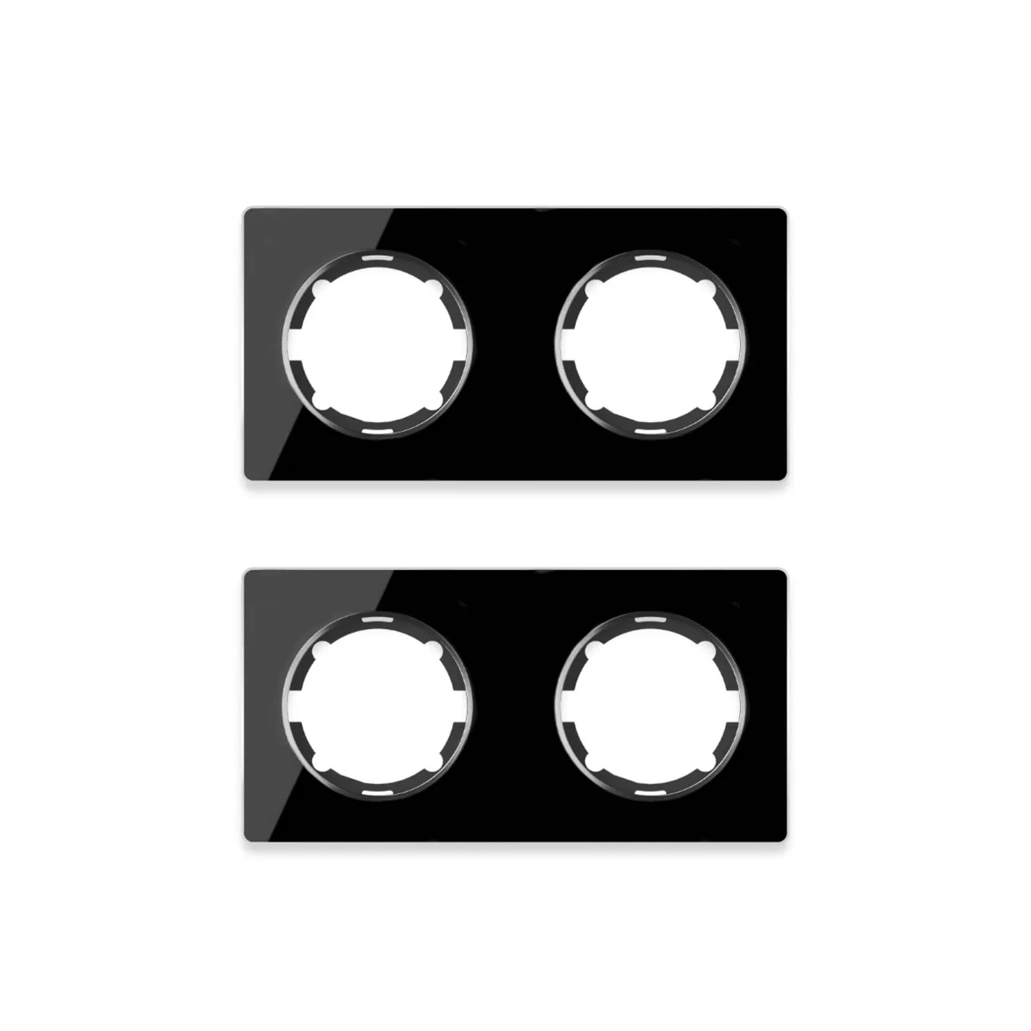 OneKeyElectro 2x Garda Glas Abdeckrahmen Set Abdeckrahmen 2fach Waagerecht Schwarz