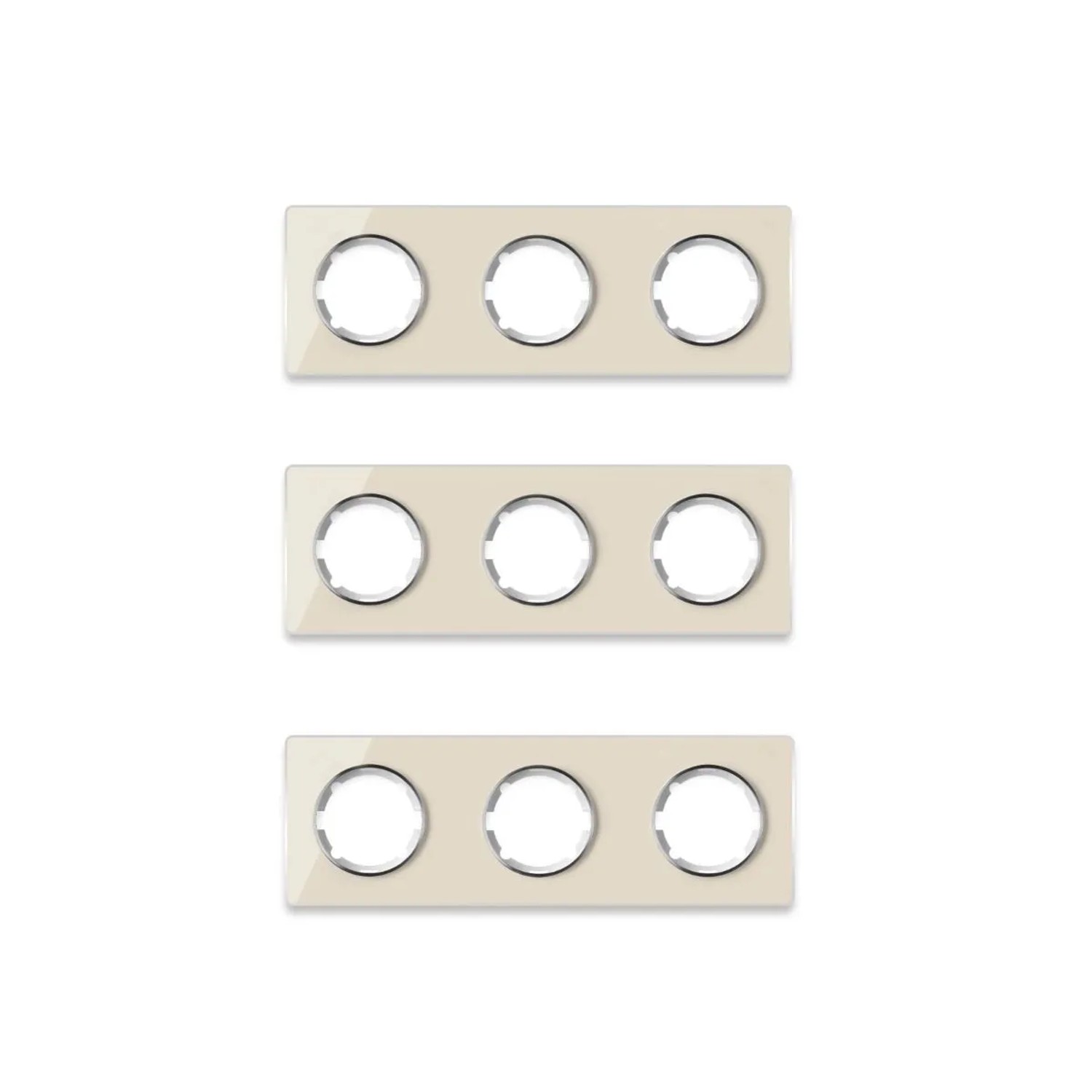OneKeyElectro 3x Garda Glas Abdeckrahmen Set Abdeckrahmen 3fach Waagerecht Beige